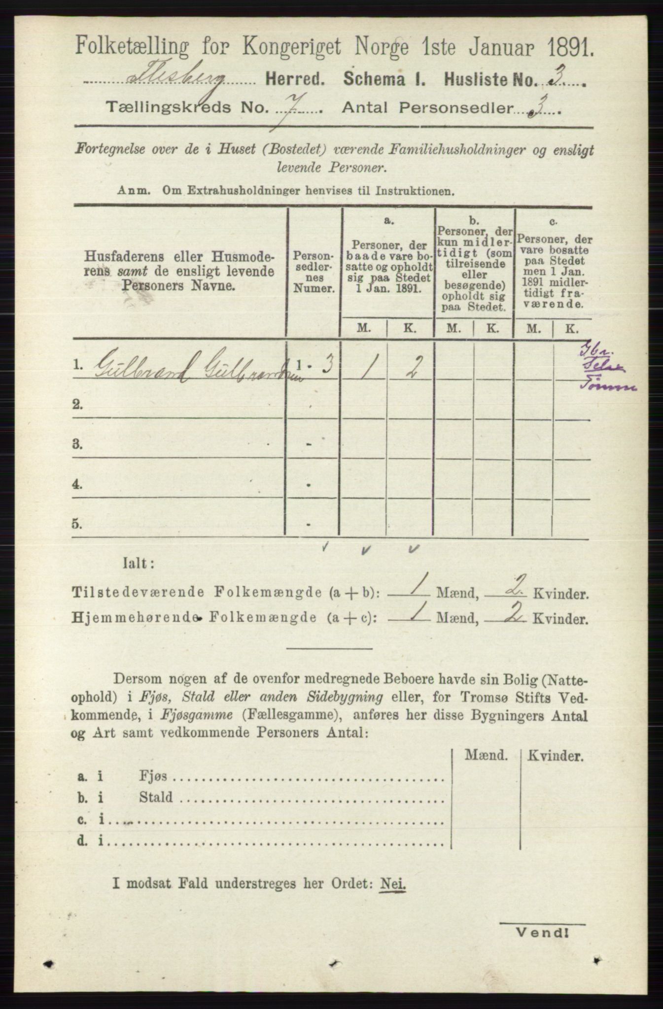 RA, 1891 census for 0631 Flesberg, 1891, p. 1137