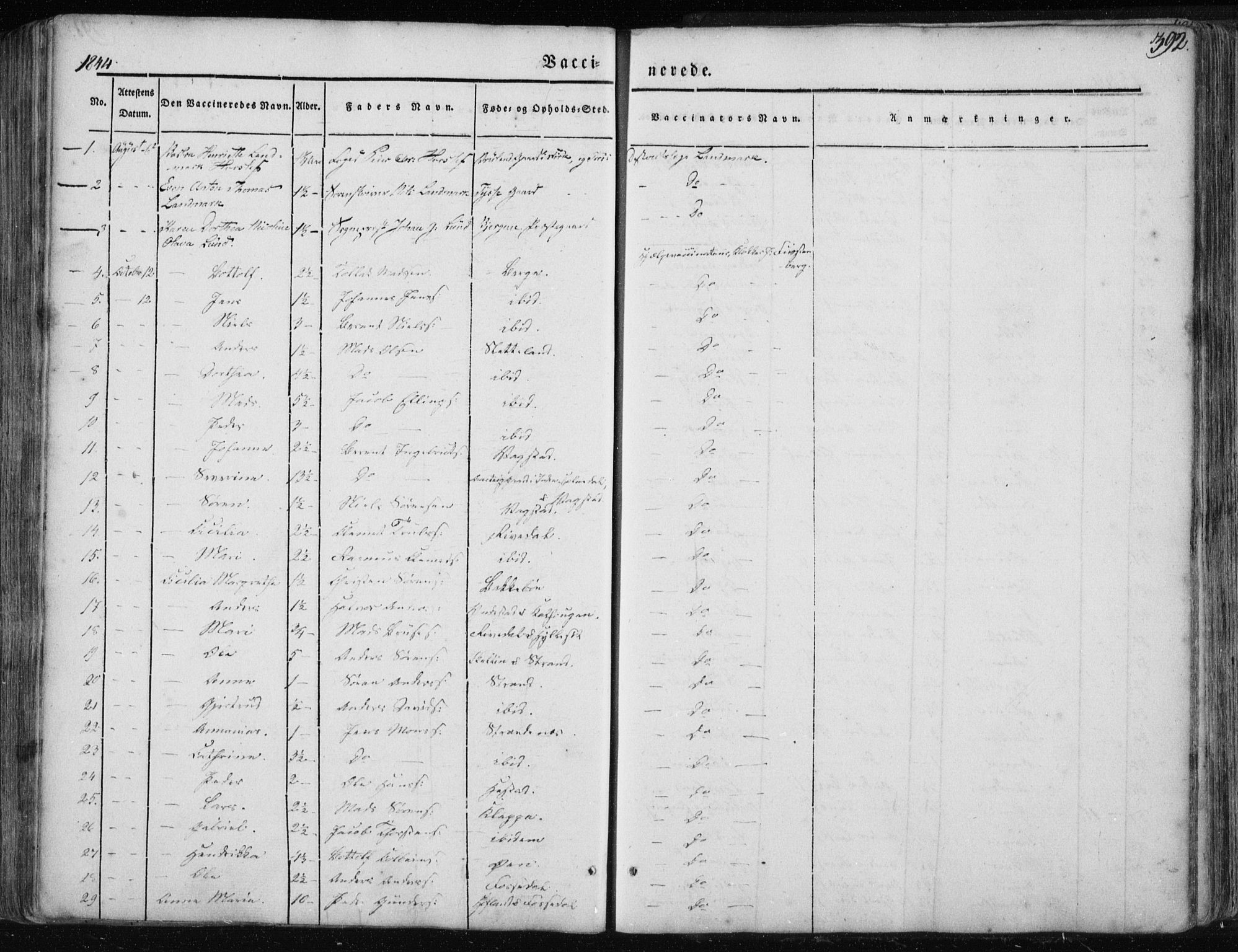 Fjaler sokneprestembete, SAB/A-79801/H/Haa/Haaa/L0006: Parish register (official) no. A 6, 1835-1884, p. 392