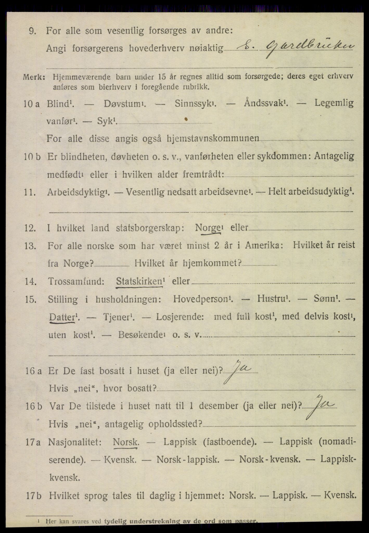 SAT, 1920 census for Korgen, 1920, p. 1751