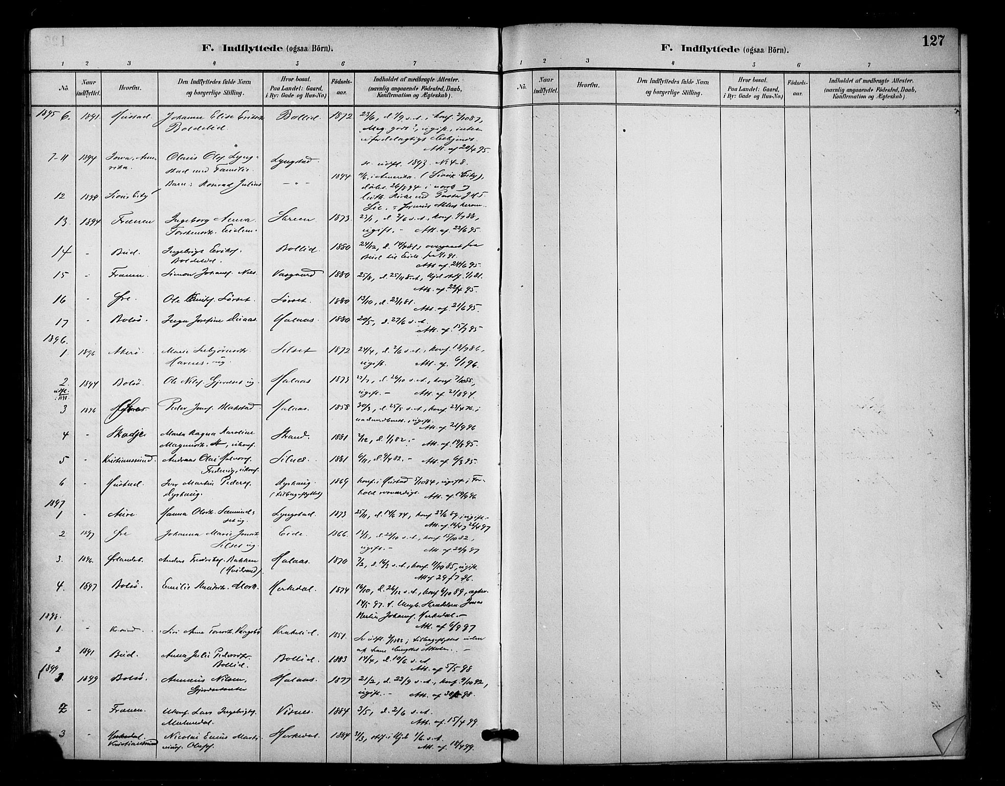 Ministerialprotokoller, klokkerbøker og fødselsregistre - Møre og Romsdal, AV/SAT-A-1454/571/L0836: Parish register (official) no. 571A01, 1884-1899, p. 127