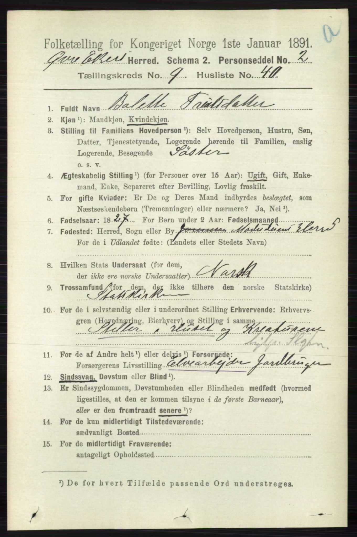 RA, 1891 census for 0624 Øvre Eiker, 1891, p. 3864