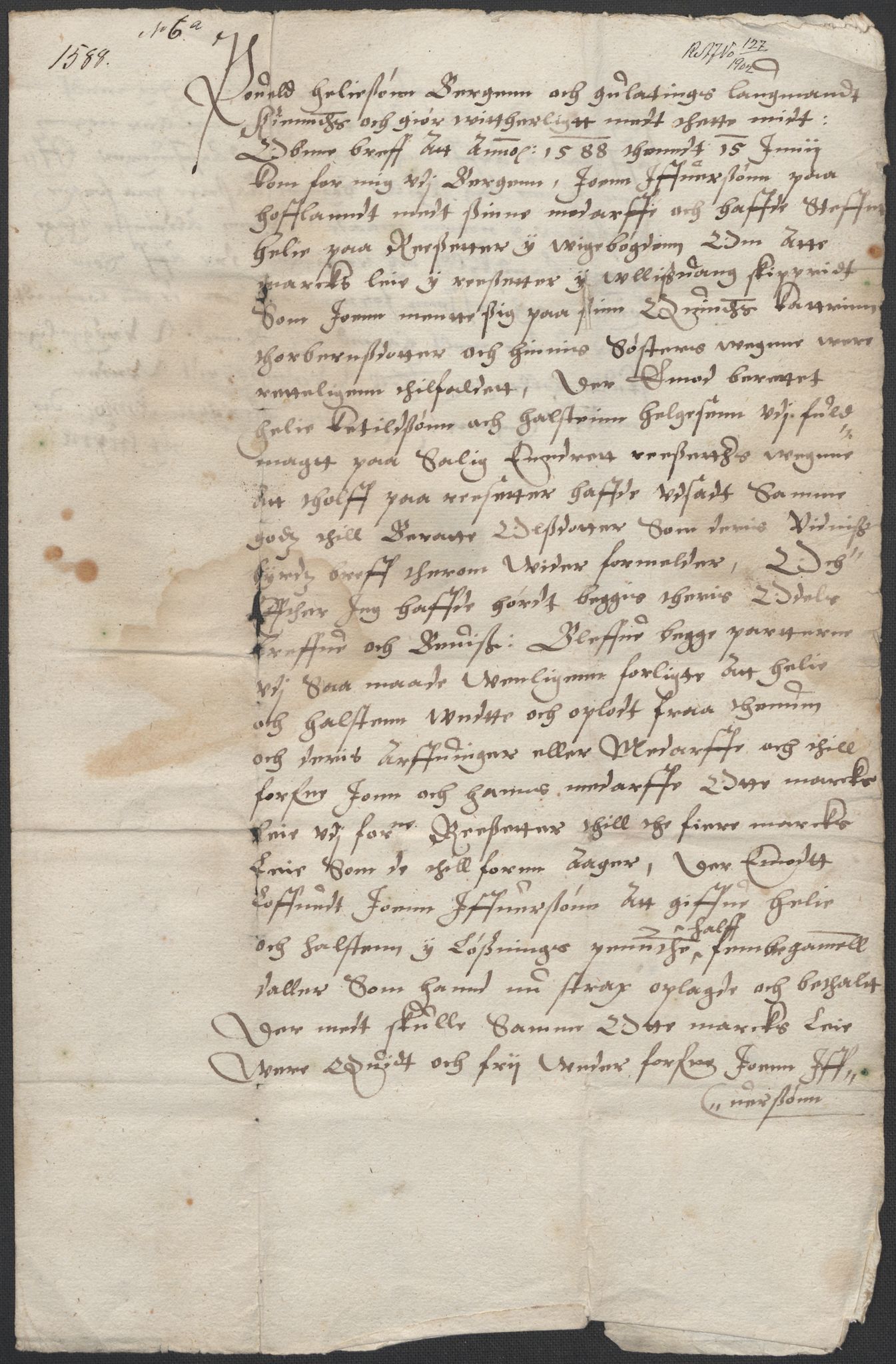 Riksarkivets diplomsamling, AV/RA-EA-5965/F02/L0089: Dokumenter, 1588, p. 43