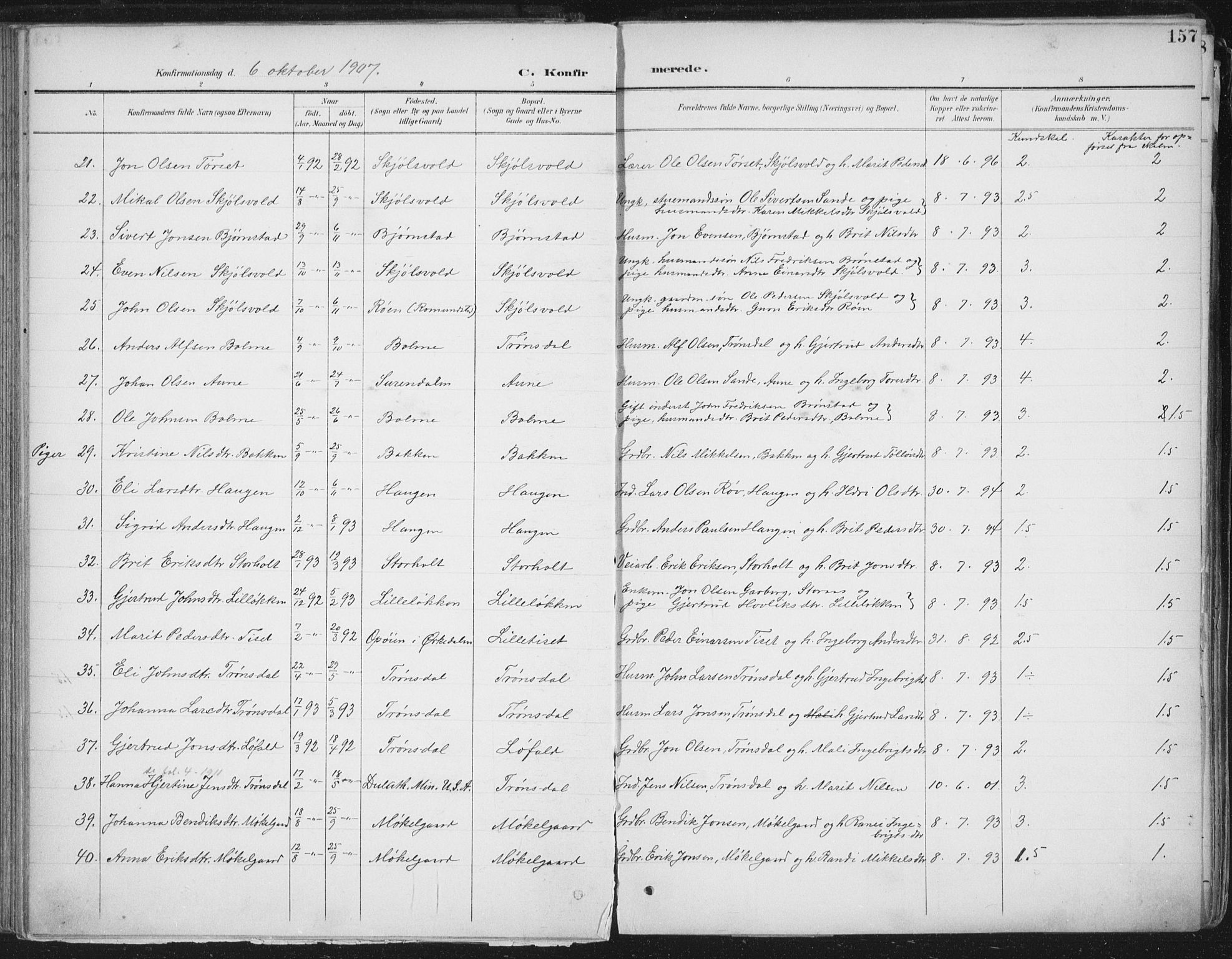 Ministerialprotokoller, klokkerbøker og fødselsregistre - Møre og Romsdal, AV/SAT-A-1454/598/L1072: Parish register (official) no. 598A06, 1896-1910, p. 157