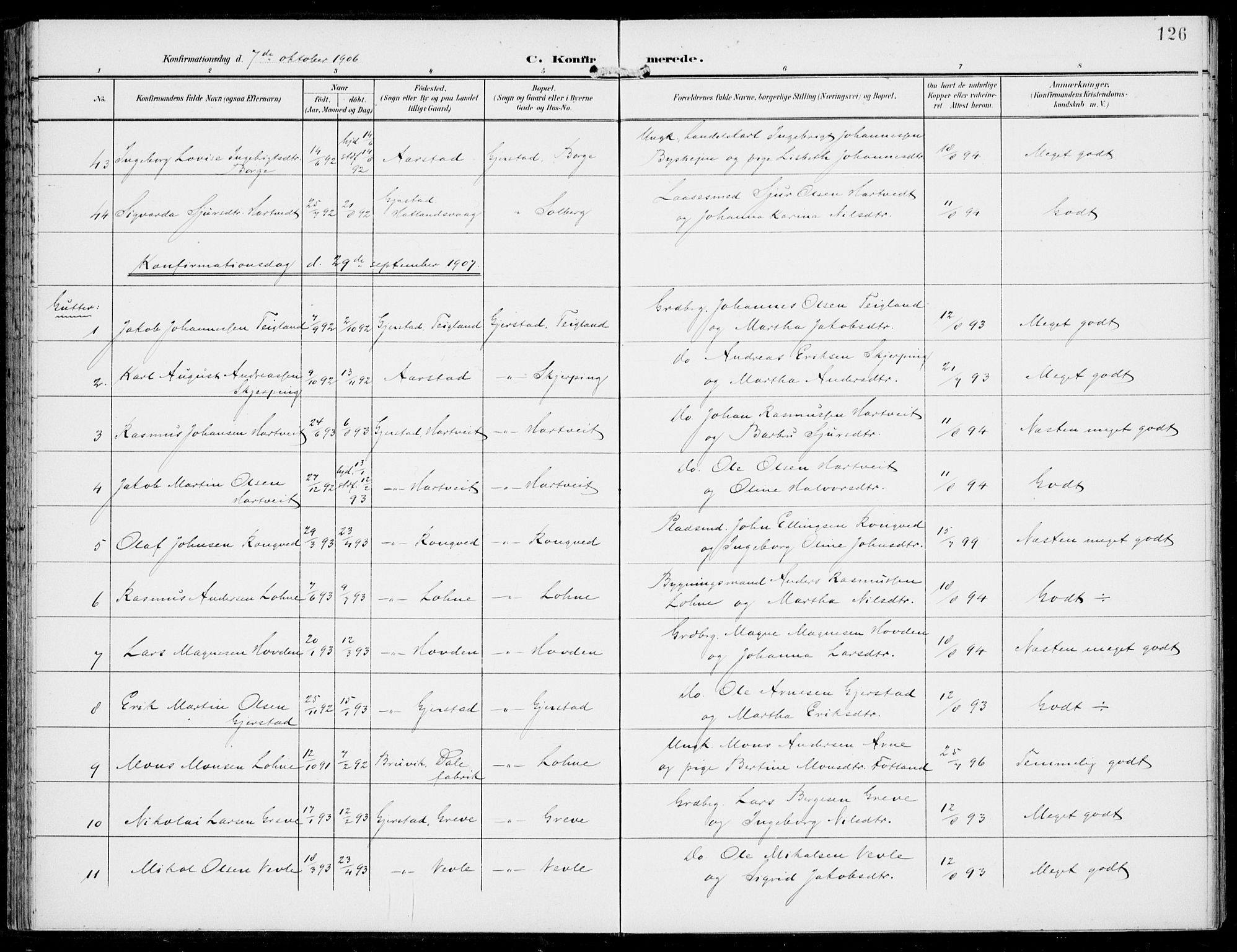 Haus sokneprestembete, AV/SAB-A-75601/H/Haa: Parish register (official) no. C  2, 1900-1915, p. 126