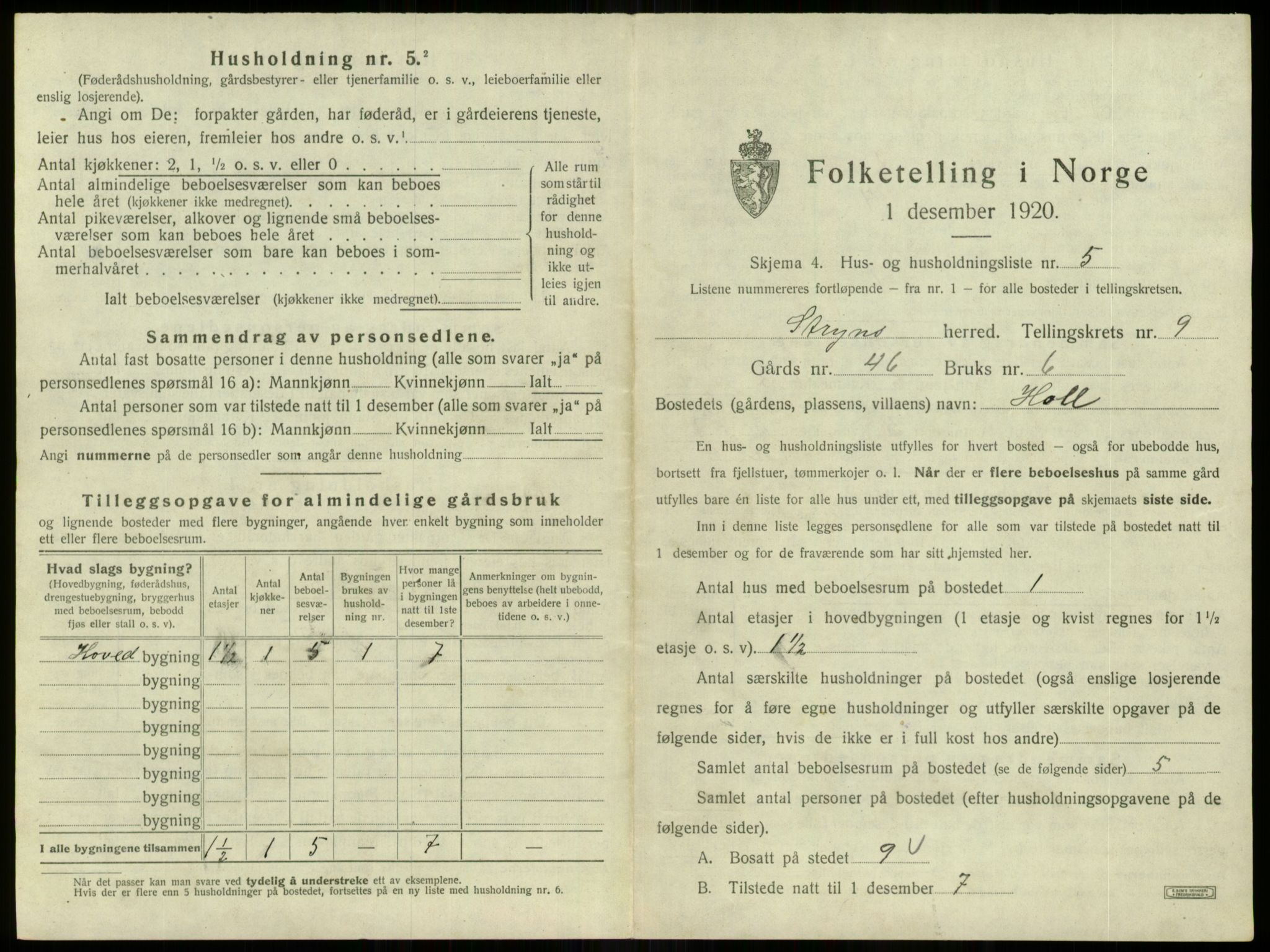 SAB, 1920 census for Stryn, 1920, p. 561