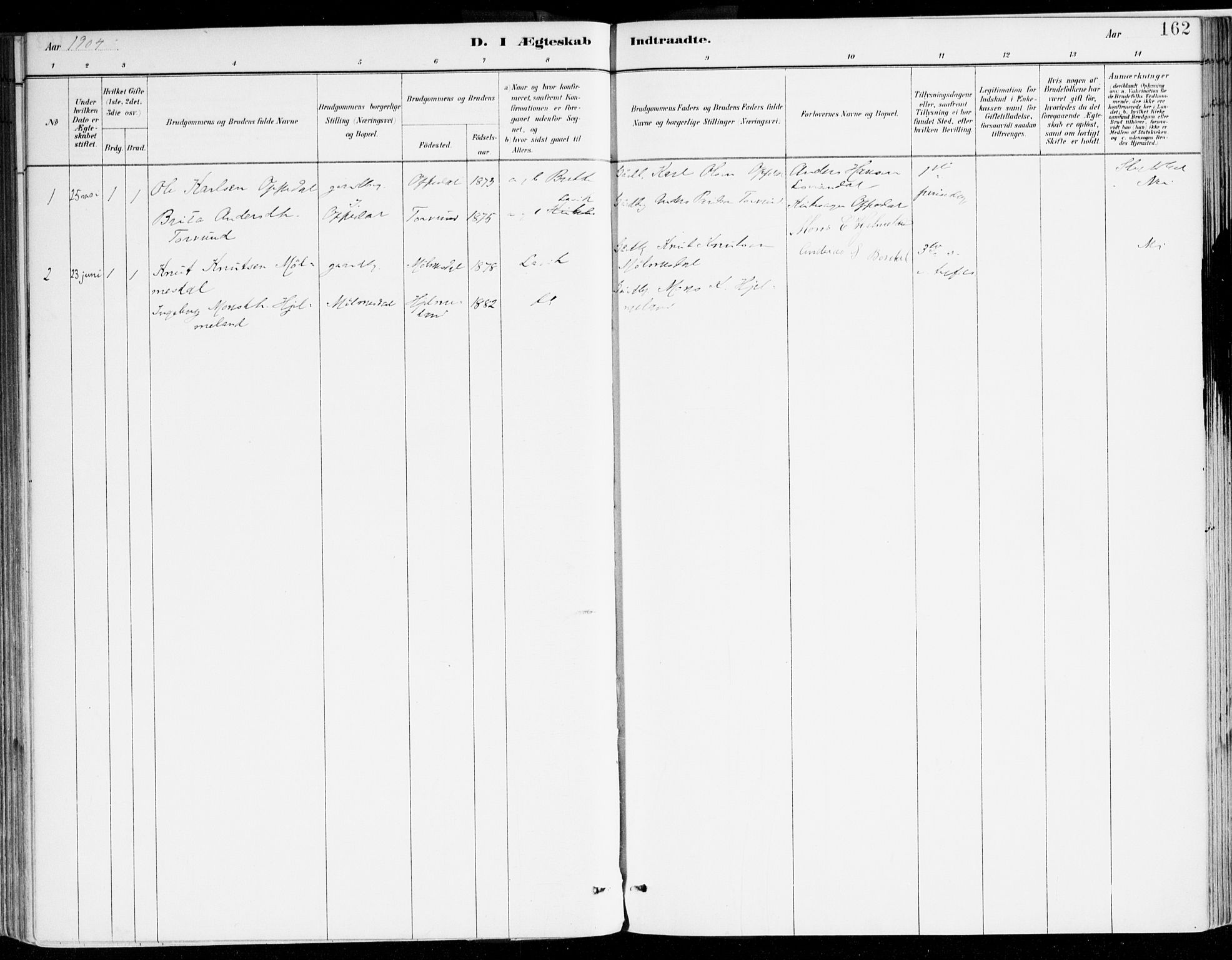 Lavik sokneprestembete, AV/SAB-A-80901: Parish register (official) no. B 1, 1882-1908, p. 162