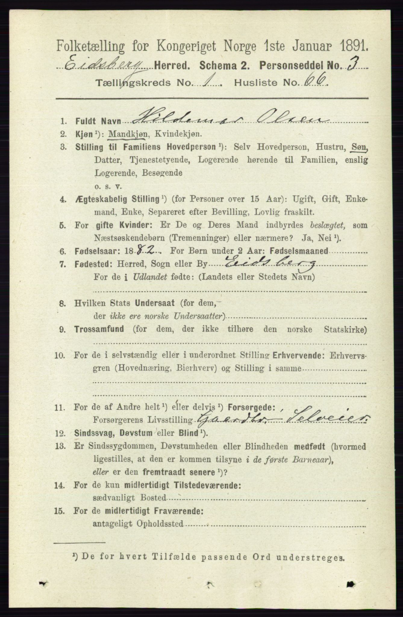 RA, 1891 census for 0125 Eidsberg, 1891, p. 556