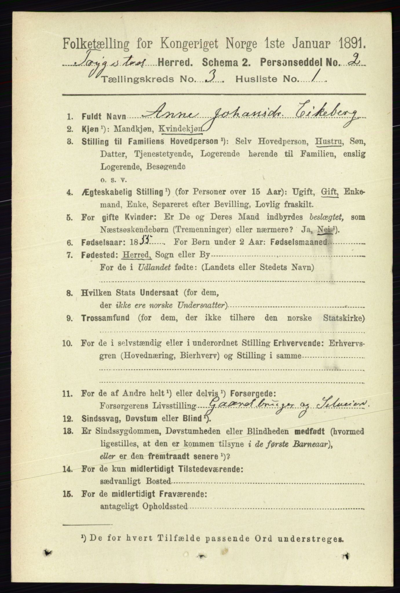 RA, 1891 Census for 0122 Trøgstad, 1891, p. 1121