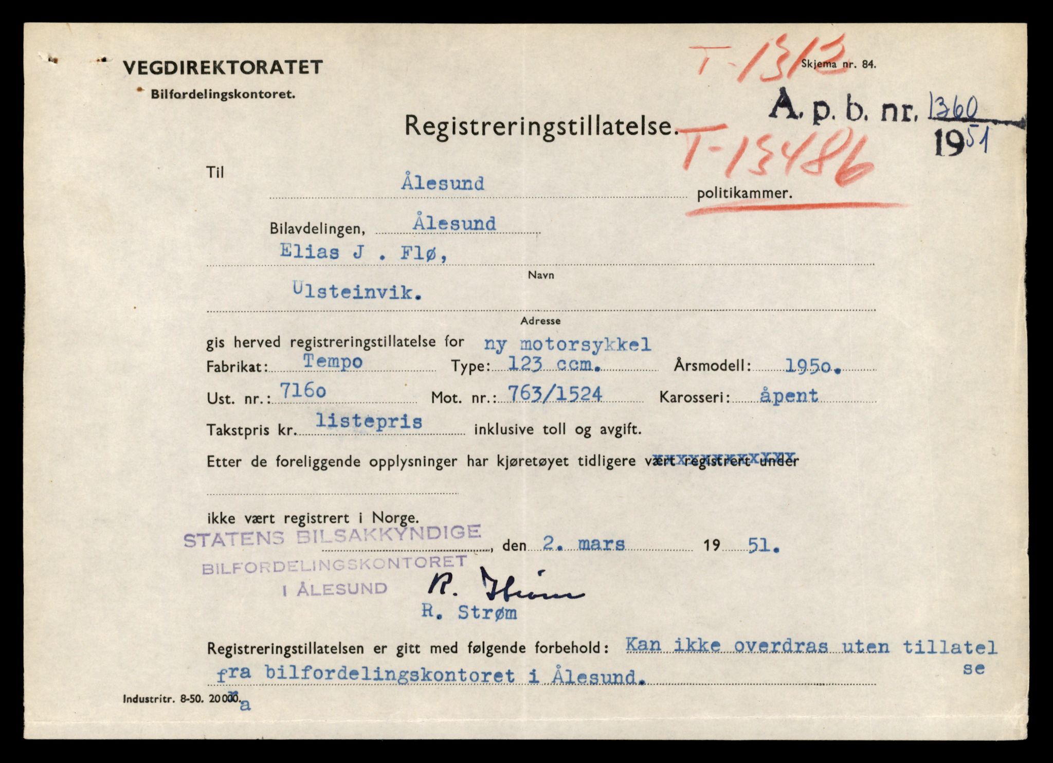 Møre og Romsdal vegkontor - Ålesund trafikkstasjon, AV/SAT-A-4099/F/Fe/L0039: Registreringskort for kjøretøy T 13361 - T 13530, 1927-1998, p. 2154