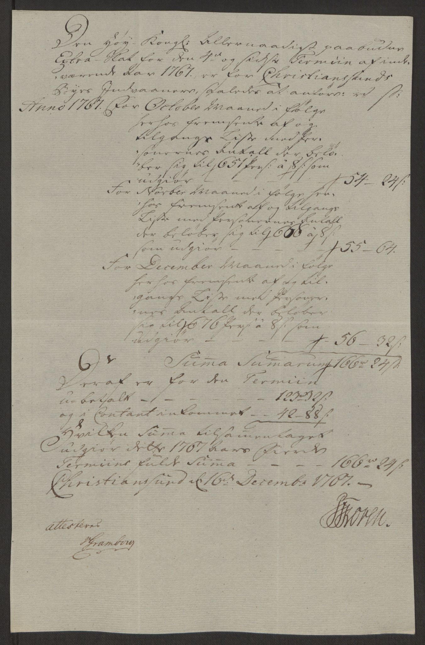 Rentekammeret inntil 1814, Reviderte regnskaper, Byregnskaper, AV/RA-EA-4066/R/Rr/L0495/0004: [R1] Kontribusjonsregnskap / Ekstraskatt, 1762-1772, p. 143