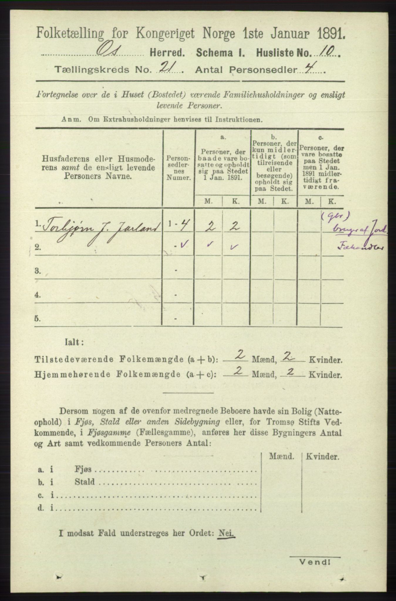 RA, 1891 census for 1243 Os, 1891, p. 4827