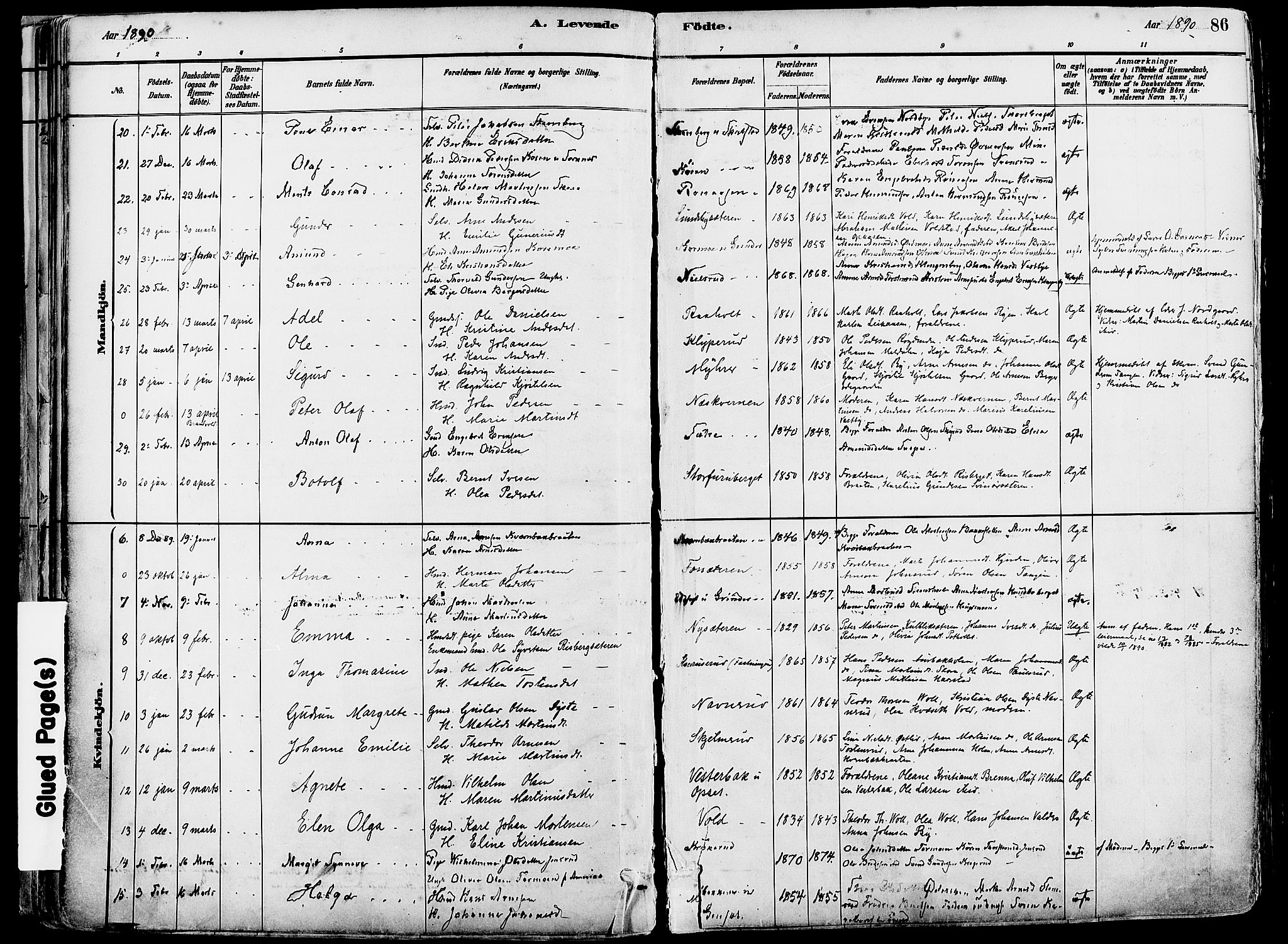 Grue prestekontor, SAH/PREST-036/H/Ha/Haa/L0012: Parish register (official) no. 12, 1881-1897, p. 86