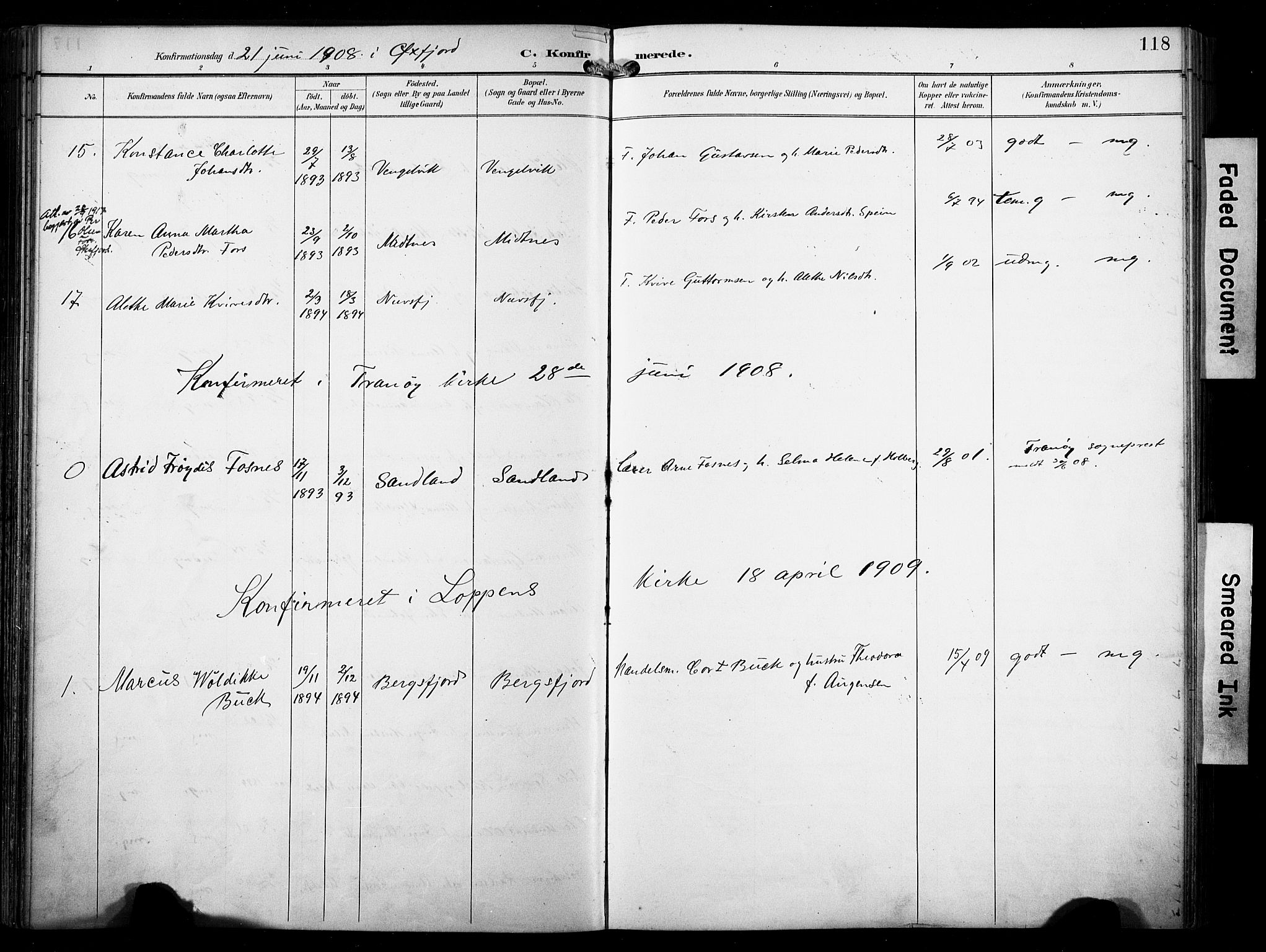 Loppa sokneprestkontor, SATØ/S-1339/H/Ha/L0009kirke: Parish register (official) no. 9, 1895-1909, p. 118