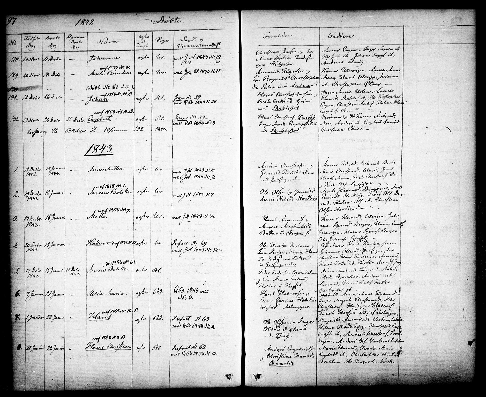 Aurskog prestekontor Kirkebøker, SAO/A-10304a/F/Fa/L0006: Parish register (official) no. I 6, 1829-1853, p. 97