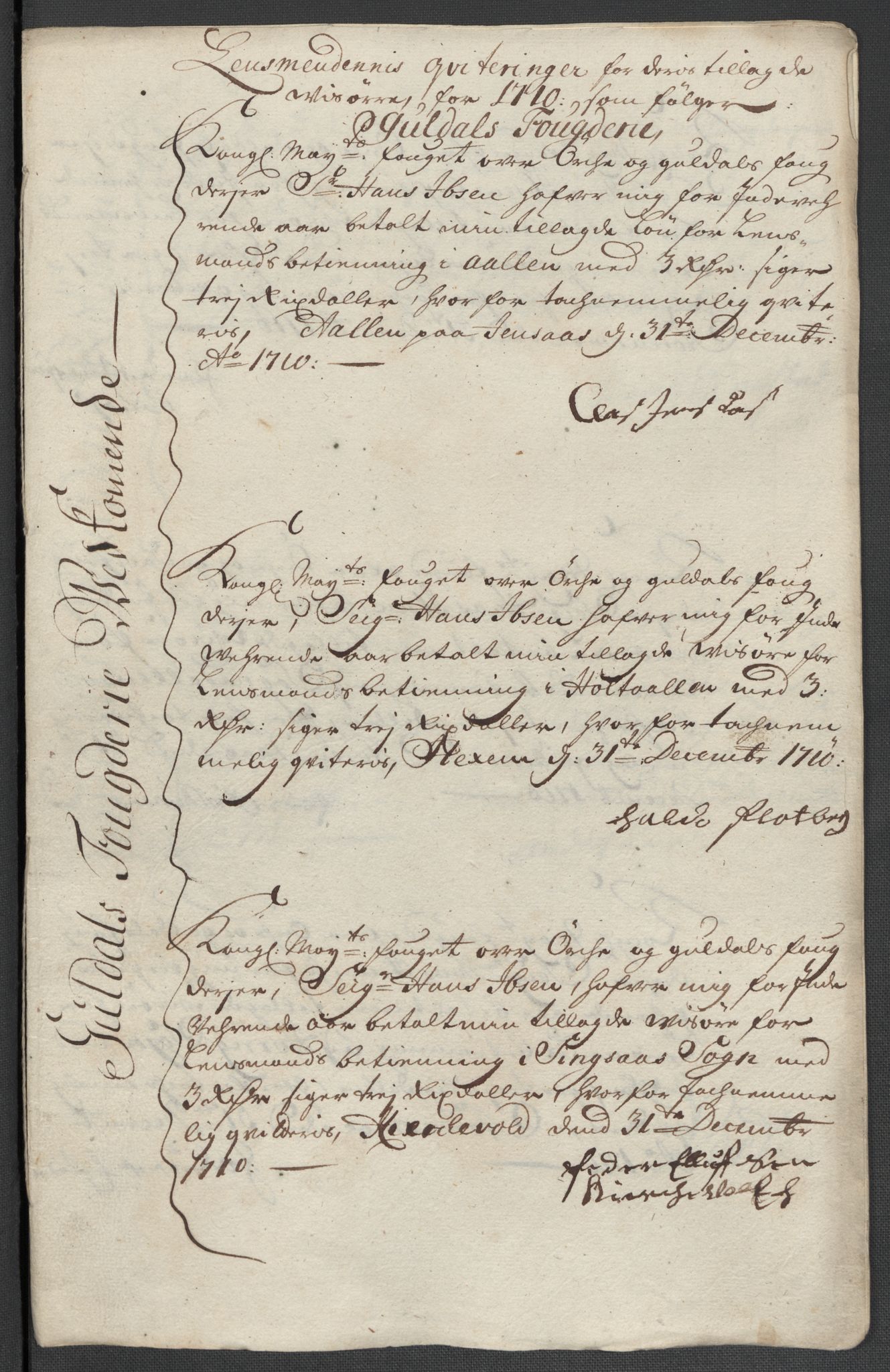 Rentekammeret inntil 1814, Reviderte regnskaper, Fogderegnskap, AV/RA-EA-4092/R60/L3960: Fogderegnskap Orkdal og Gauldal, 1710, p. 340
