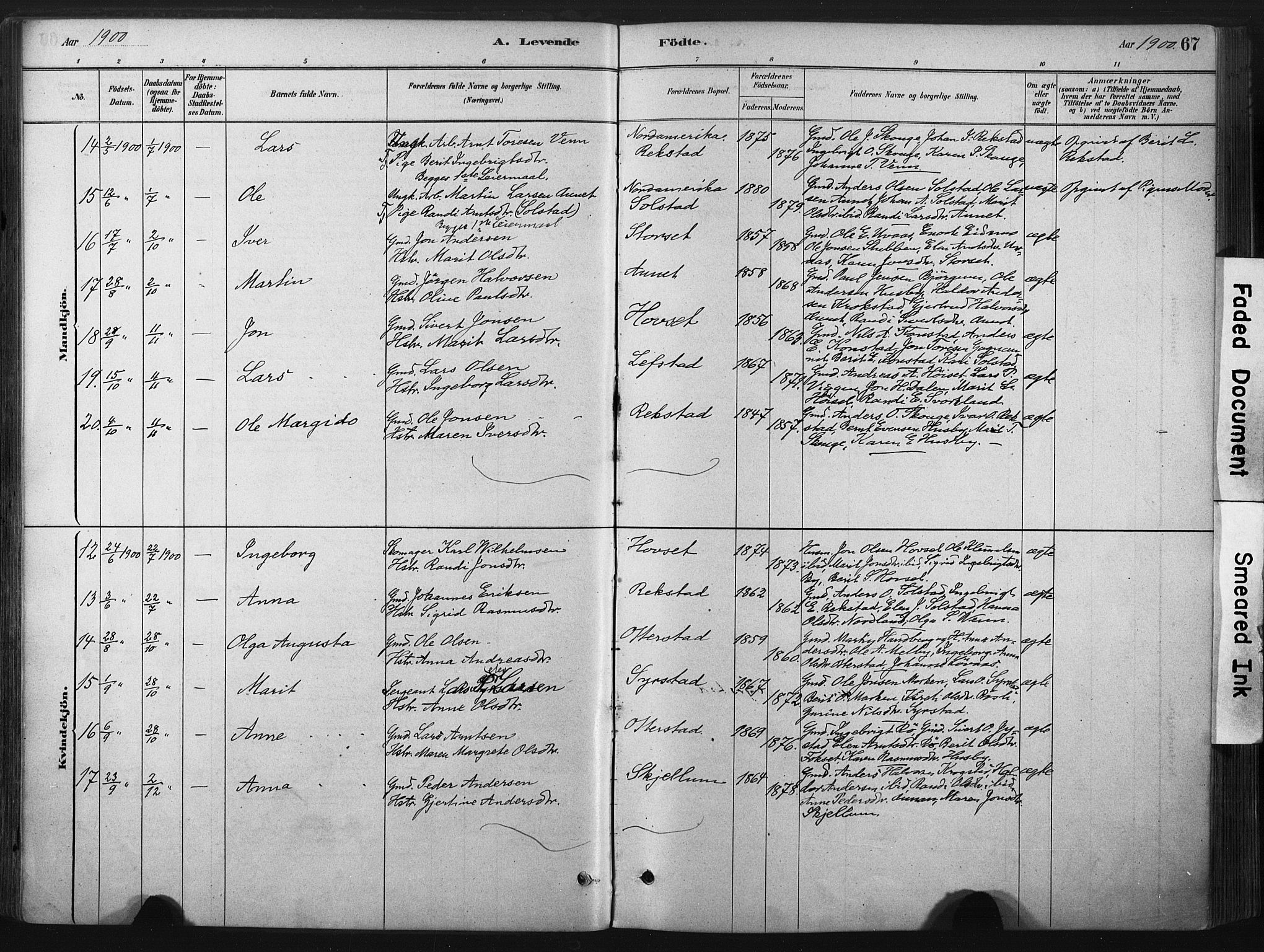 Ministerialprotokoller, klokkerbøker og fødselsregistre - Sør-Trøndelag, AV/SAT-A-1456/667/L0795: Parish register (official) no. 667A03, 1879-1907, p. 67