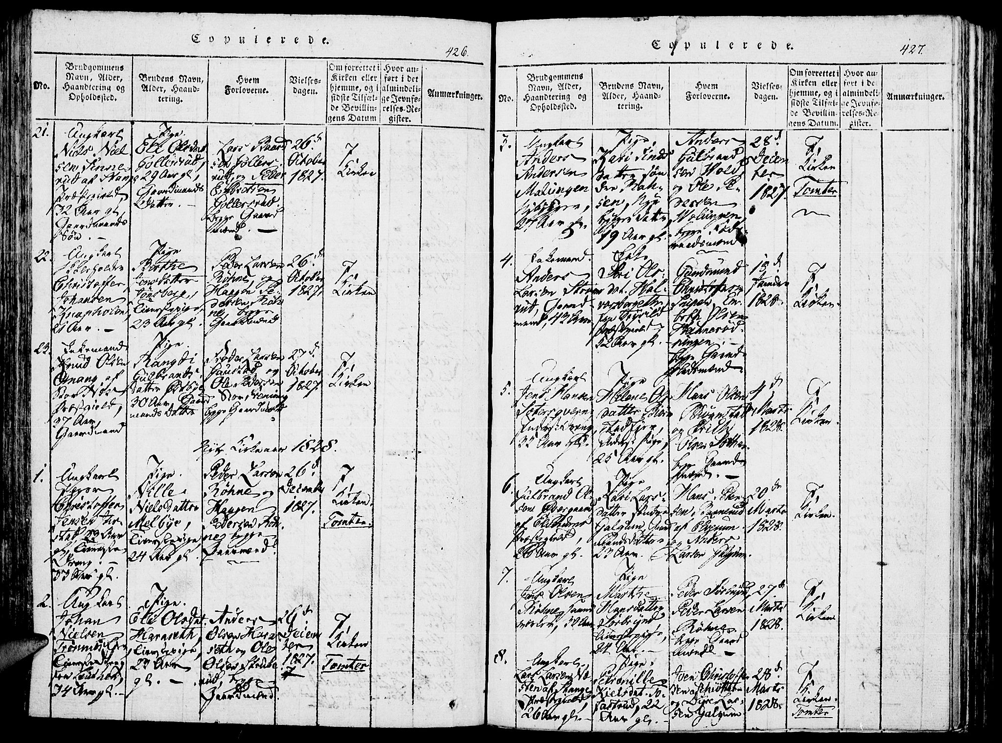 Romedal prestekontor, SAH/PREST-004/K/L0002: Parish register (official) no. 2, 1814-1828, p. 426-427