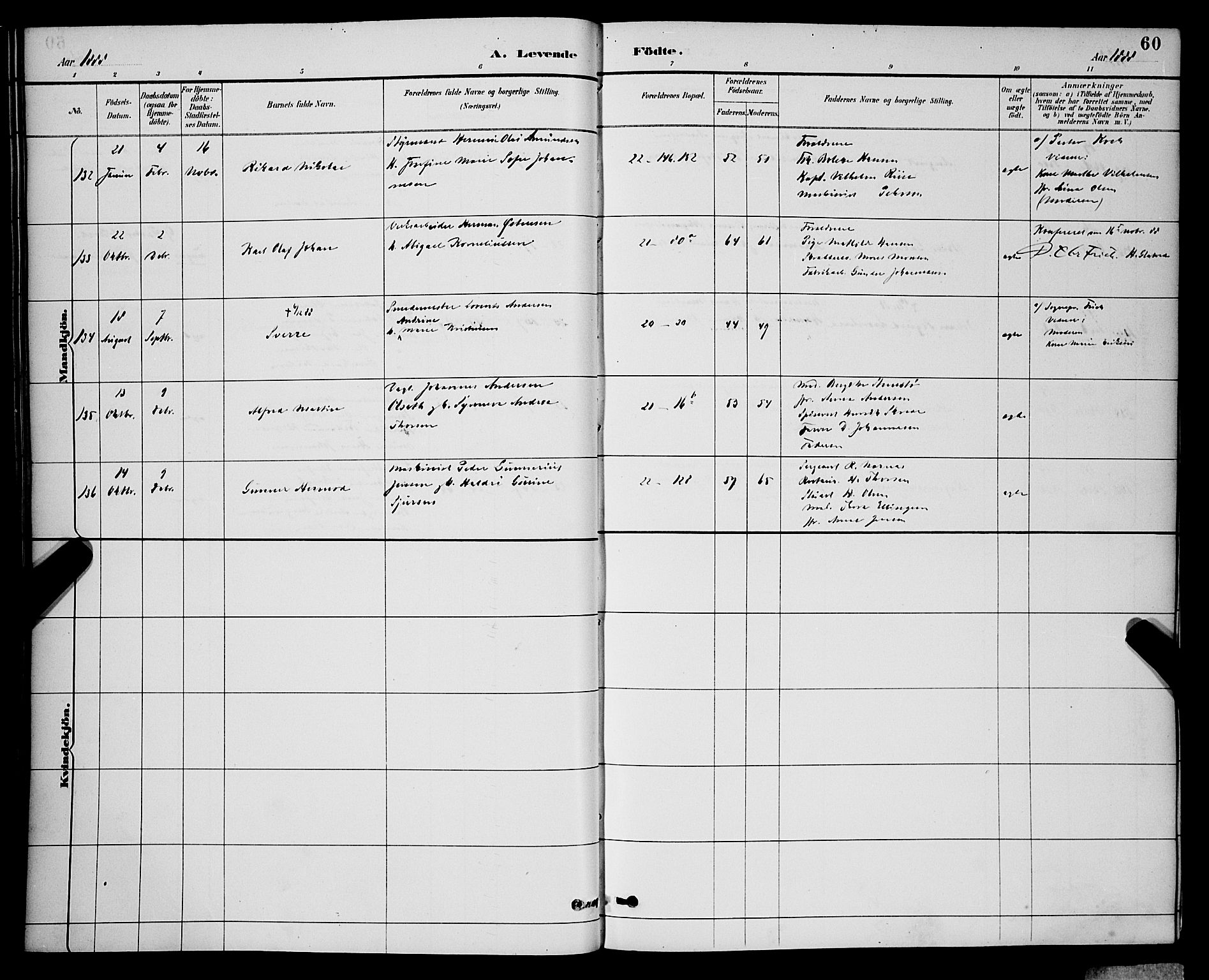 Korskirken sokneprestembete, AV/SAB-A-76101/H/Hab: Parish register (copy) no. B 9, 1887-1896, p. 60