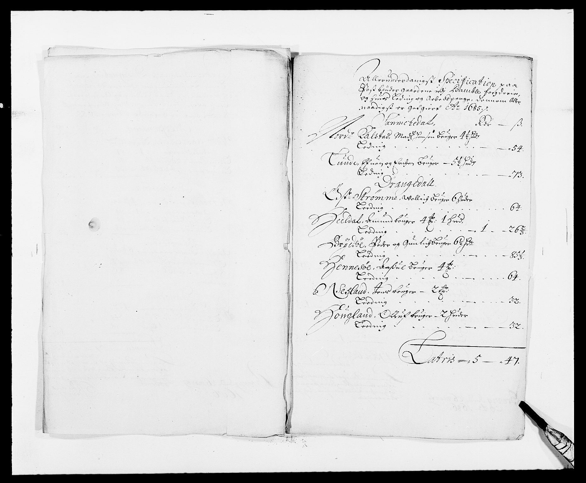 Rentekammeret inntil 1814, Reviderte regnskaper, Fogderegnskap, RA/EA-4092/R34/L2048: Fogderegnskap Bamble, 1685-1687, p. 189