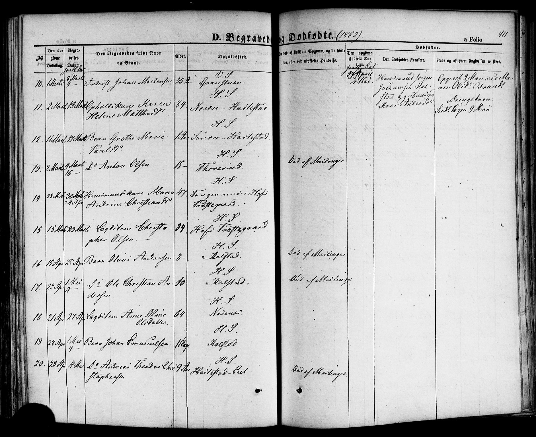 Hof kirkebøker, AV/SAKO-A-64/F/Fa/L0006: Parish register (official) no. I 6, 1851-1877, p. 411