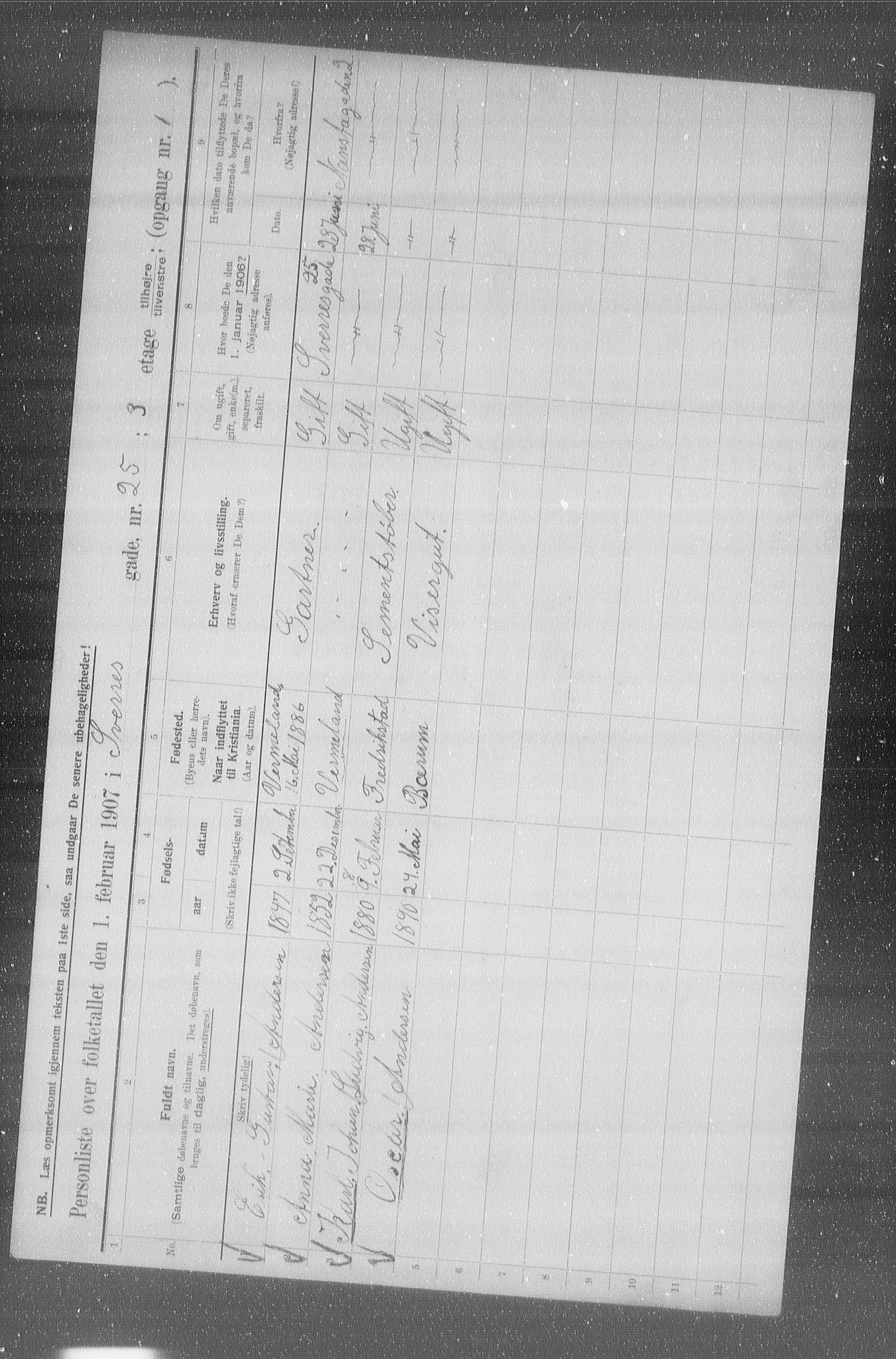 OBA, Municipal Census 1907 for Kristiania, 1907, p. 53982