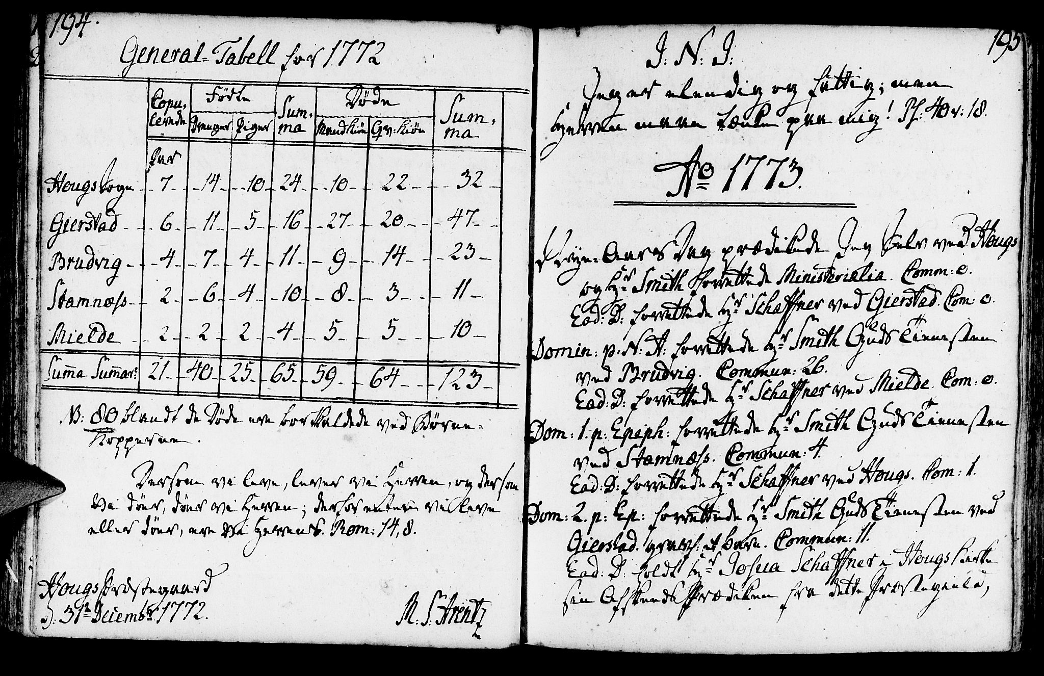 Haus sokneprestembete, SAB/A-75601/H/Haa: Parish register (official) no. A 9, 1767-1781, p. 194-195