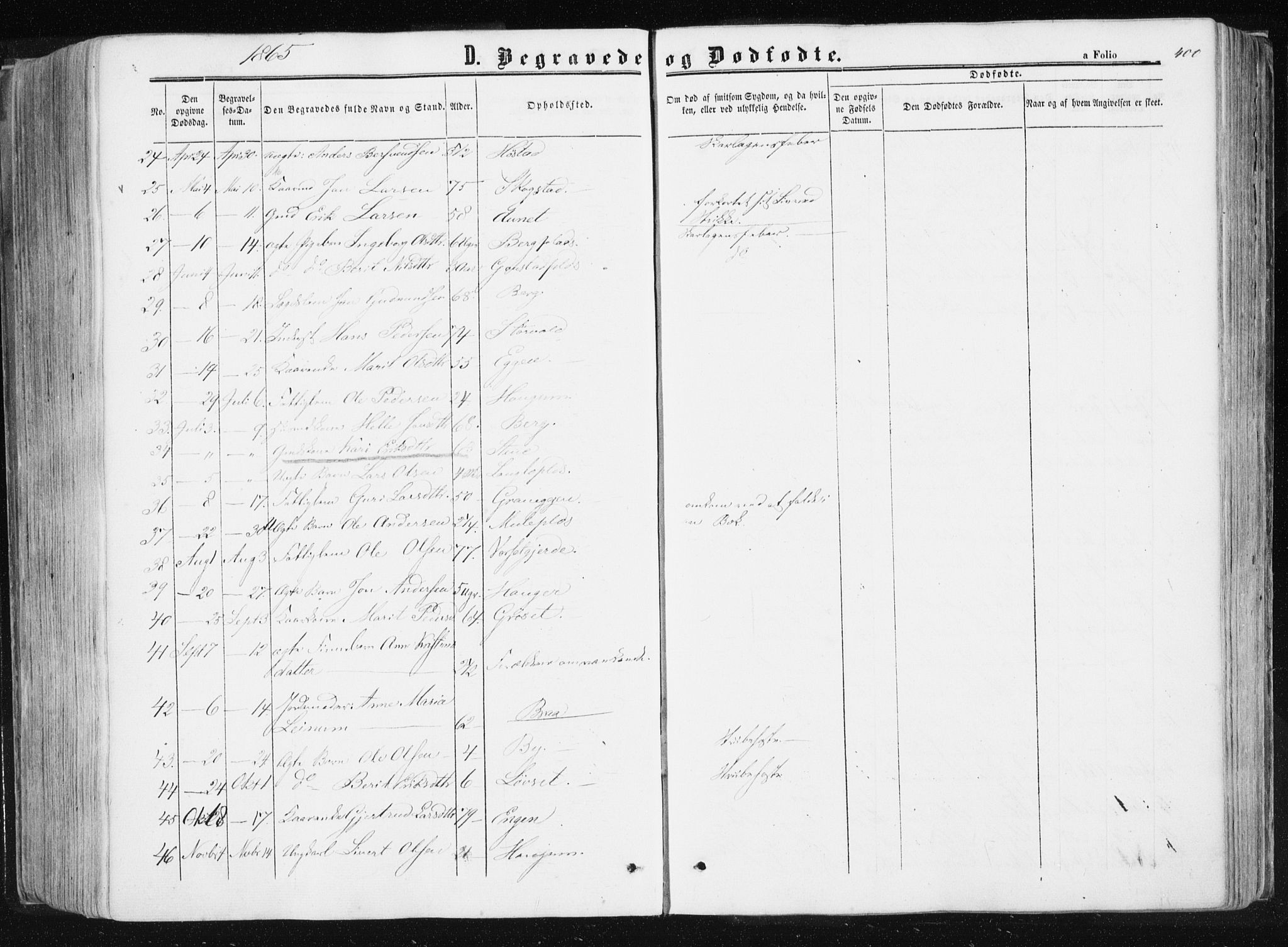 Ministerialprotokoller, klokkerbøker og fødselsregistre - Sør-Trøndelag, AV/SAT-A-1456/612/L0377: Parish register (official) no. 612A09, 1859-1877, p. 400