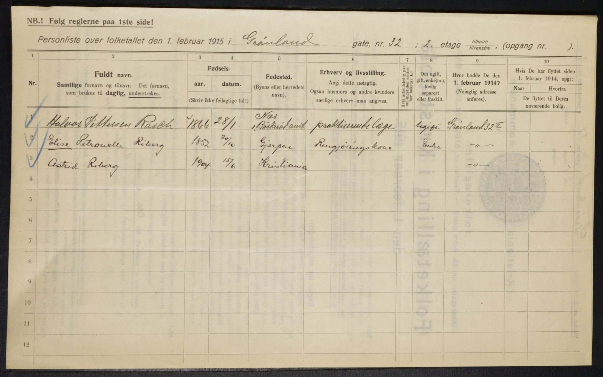 OBA, Municipal Census 1915 for Kristiania, 1915, p. 31149