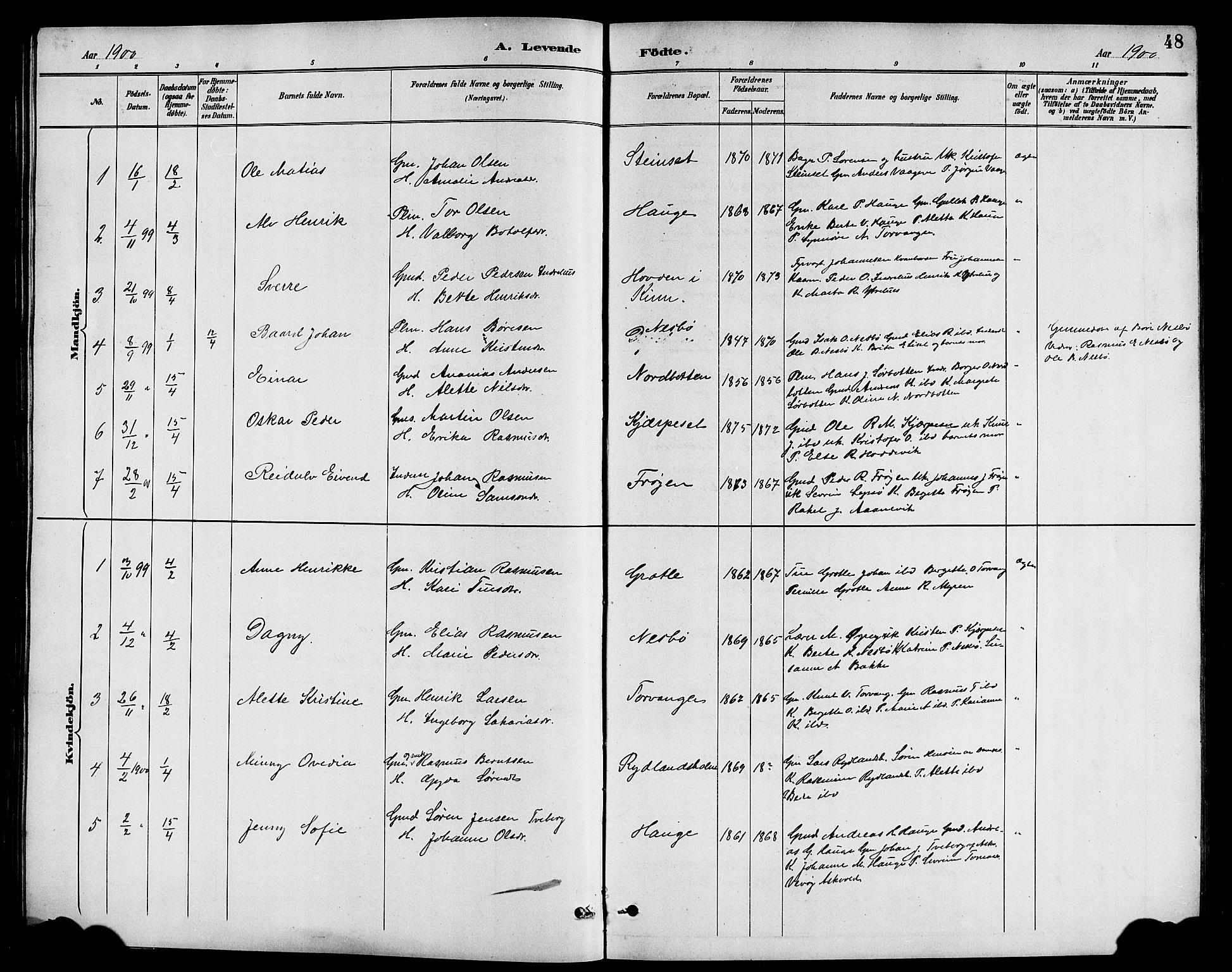 Bremanger sokneprestembete, AV/SAB-A-82201/H/Hab/Haba/L0003: Parish register (copy) no. A 3, 1890-1908, p. 48