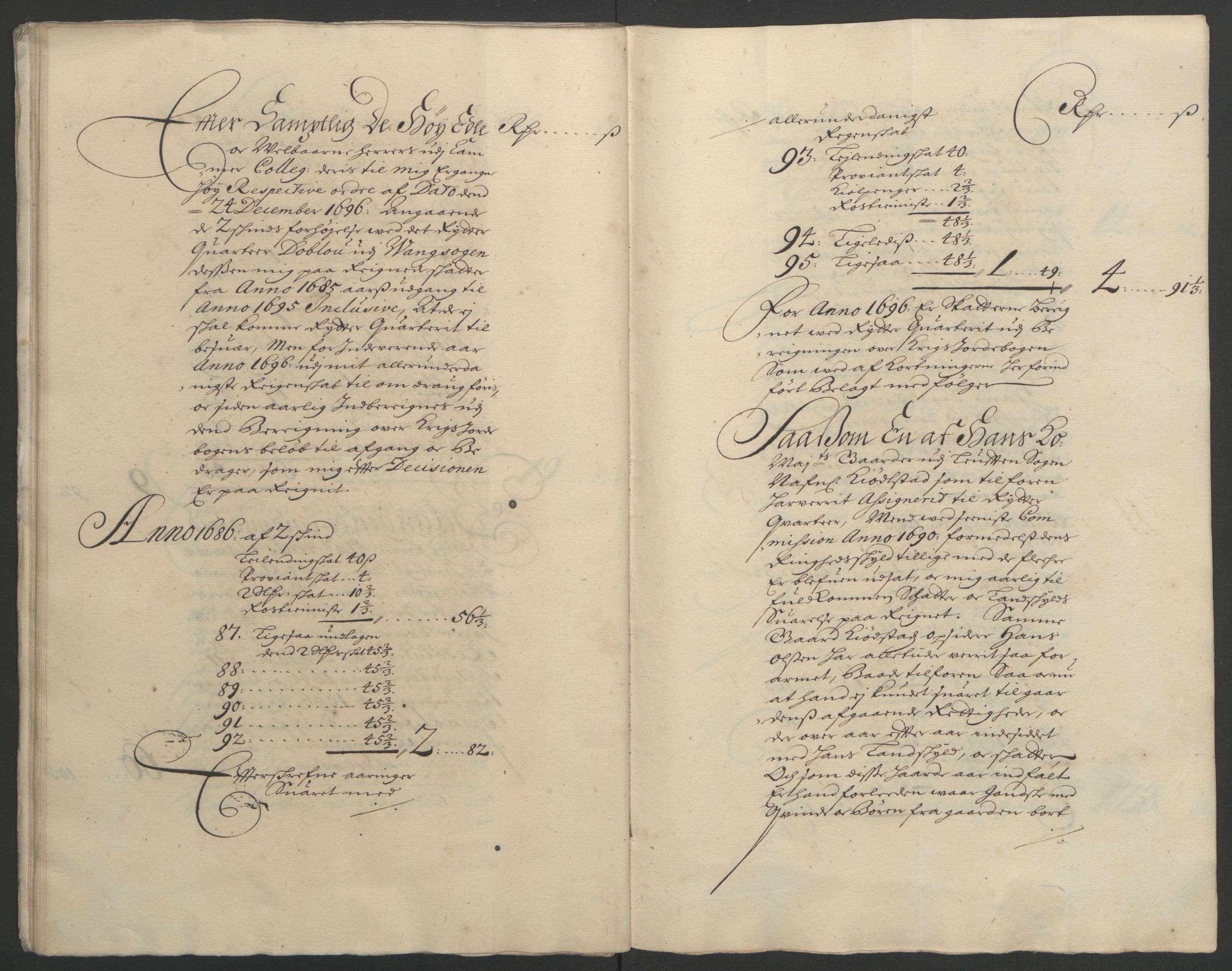 Rentekammeret inntil 1814, Reviderte regnskaper, Fogderegnskap, AV/RA-EA-4092/R16/L1036: Fogderegnskap Hedmark, 1695-1696, p. 287