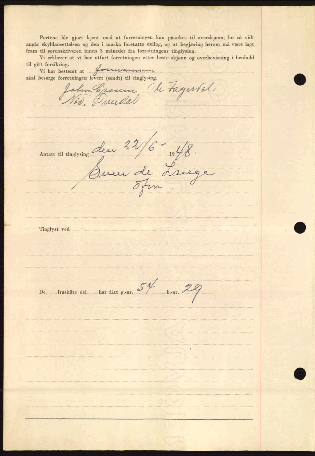 Fosen sorenskriveri, AV/SAT-A-1107/1/2/2C: Mortgage book no. A8, 1948-1948, Diary no: : 917/1948