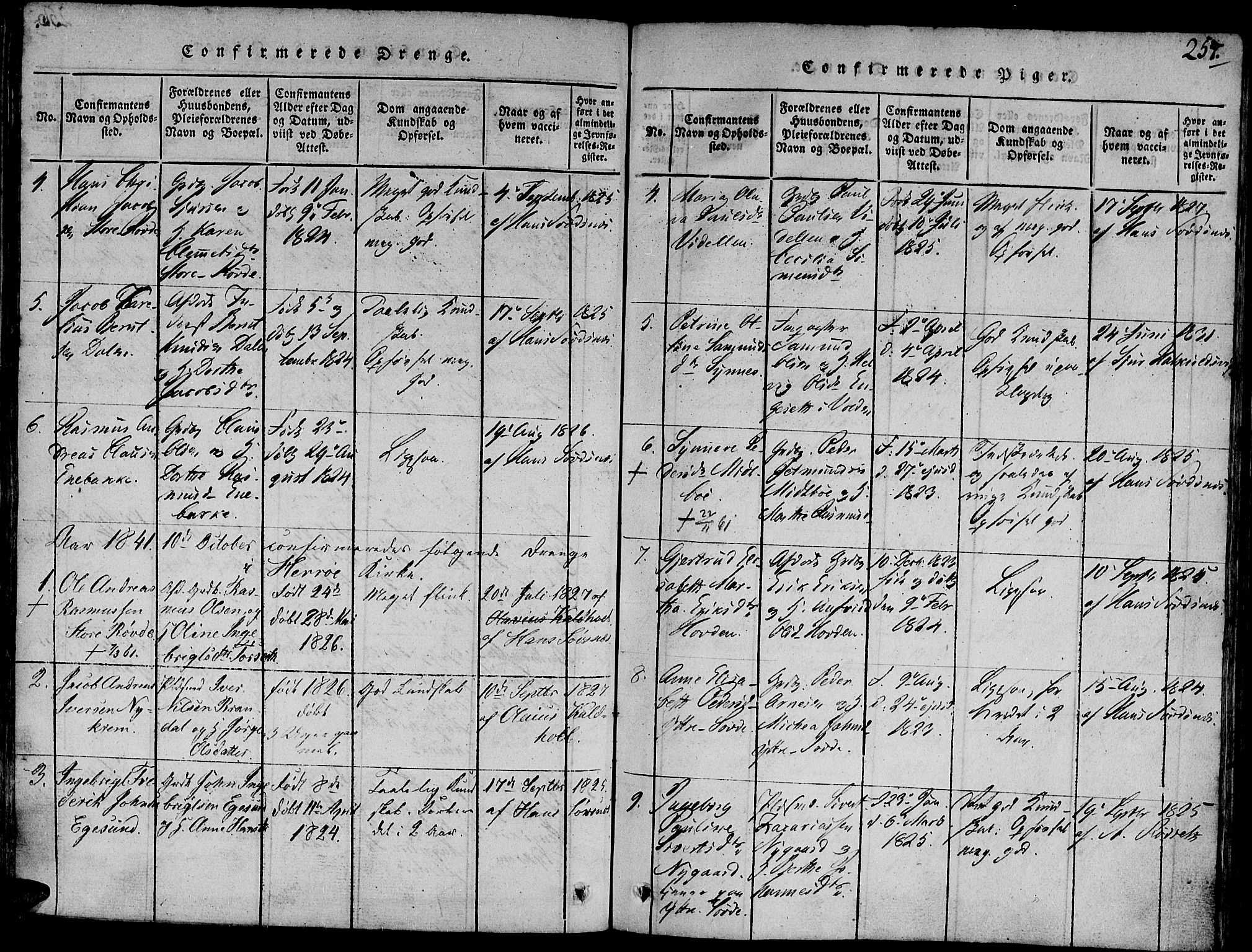 Ministerialprotokoller, klokkerbøker og fødselsregistre - Møre og Romsdal, SAT/A-1454/504/L0054: Parish register (official) no. 504A01, 1816-1861, p. 257