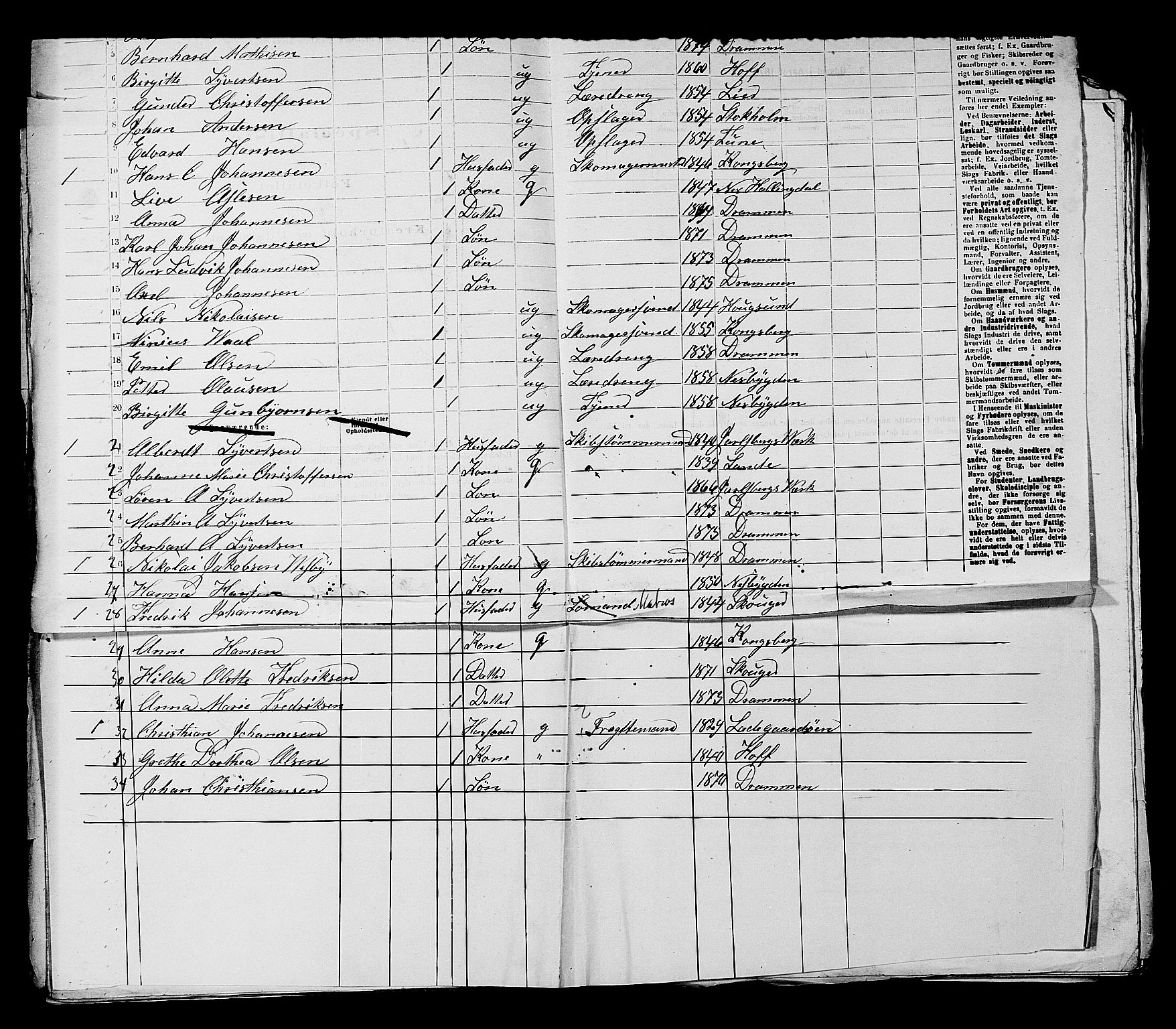 SAKO, 1875 census for 0602 Drammen, 1875, p. 3532