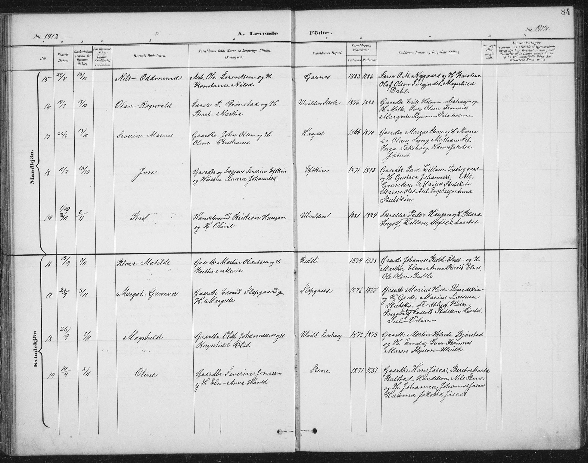 Ministerialprotokoller, klokkerbøker og fødselsregistre - Nord-Trøndelag, AV/SAT-A-1458/724/L0269: Parish register (copy) no. 724C05, 1899-1920, p. 84