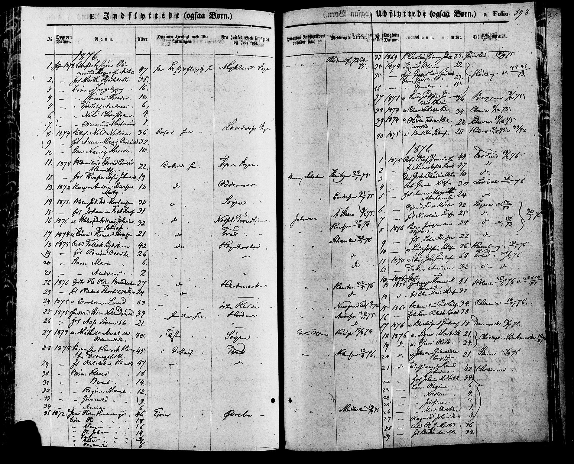Kristiansand domprosti, SAK/1112-0006/F/Fa/L0015: Parish register (official) no. A 15, 1867-1880, p. 598