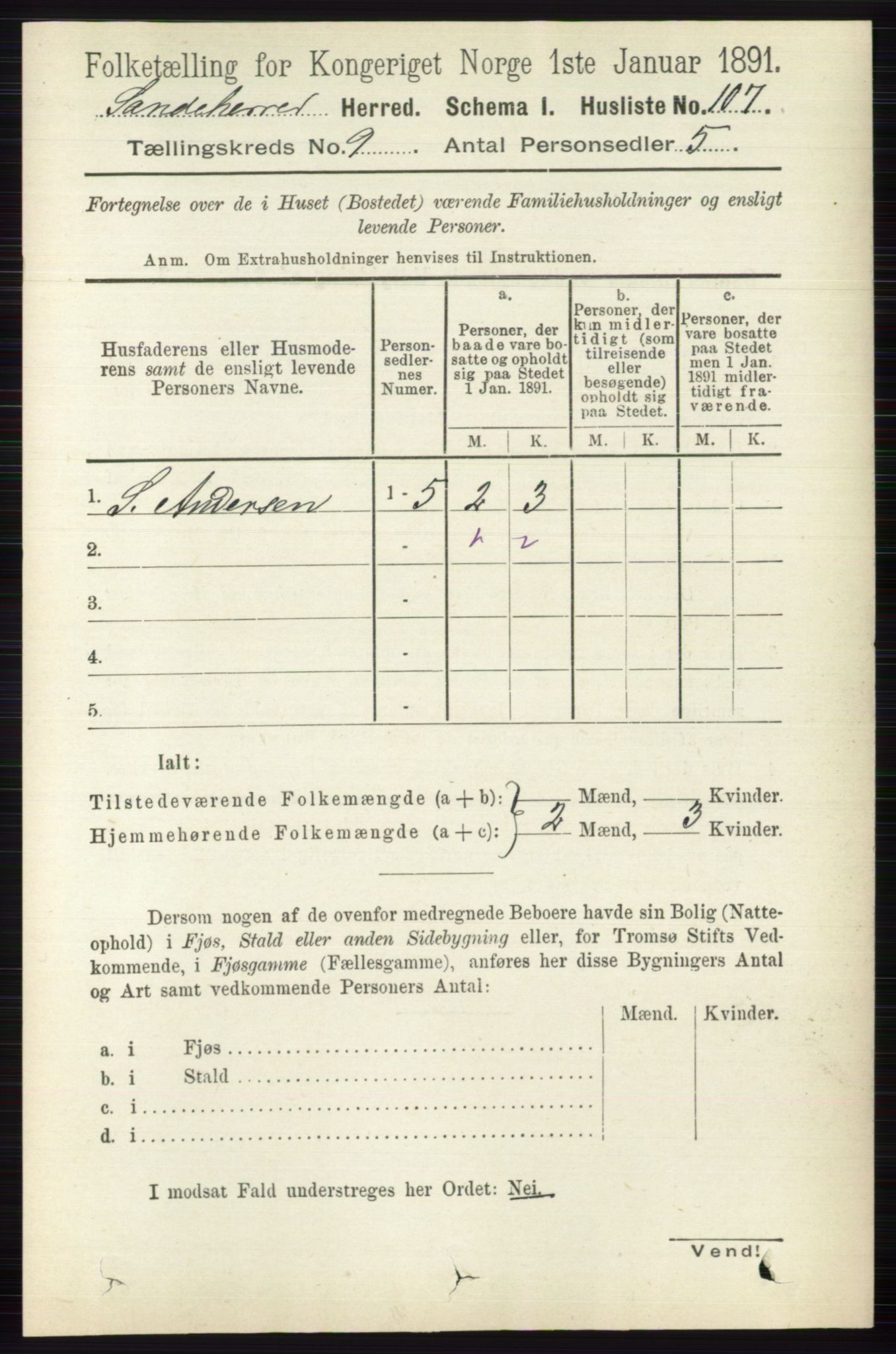 RA, 1891 census for 0724 Sandeherred, 1891, p. 5538