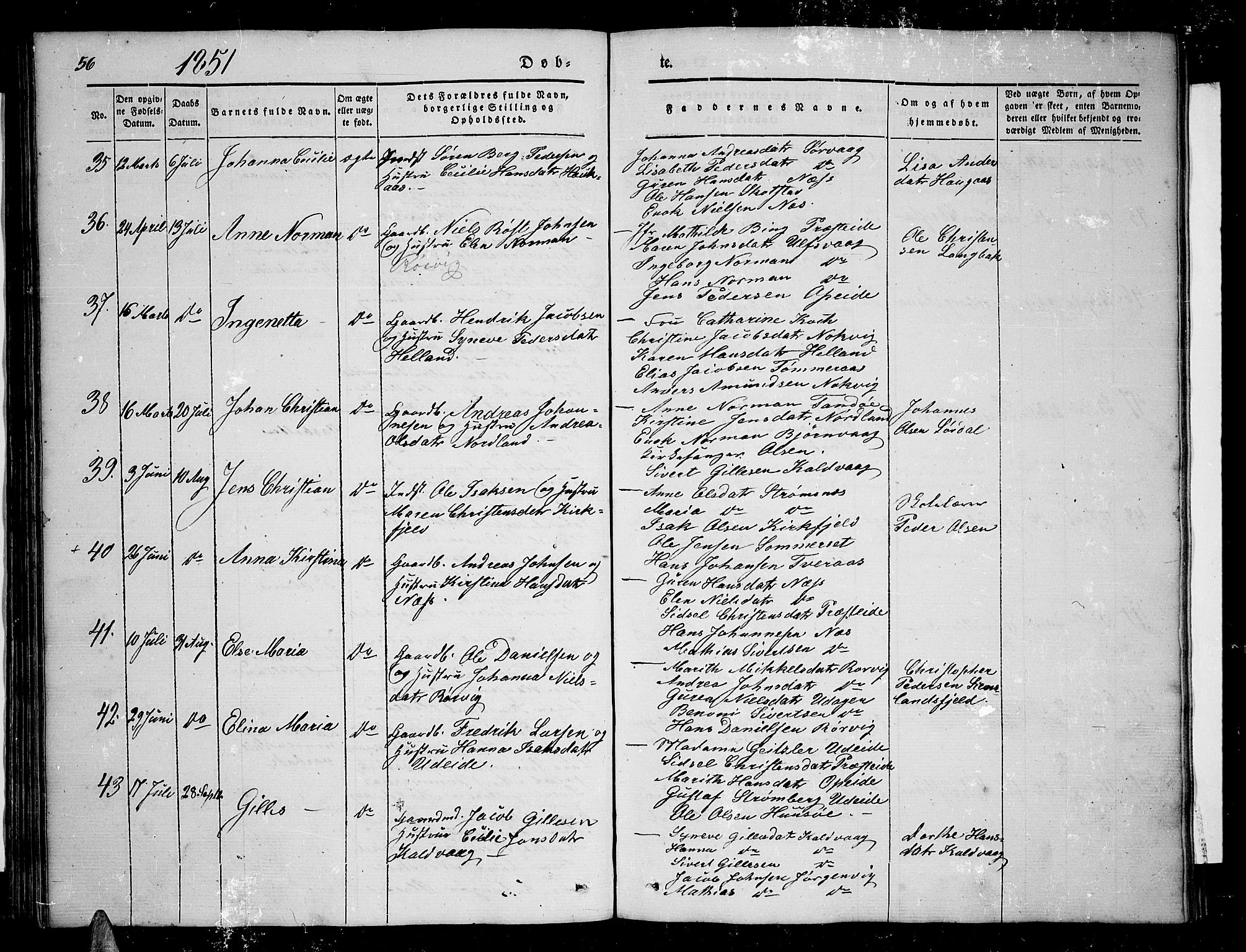 Ministerialprotokoller, klokkerbøker og fødselsregistre - Nordland, AV/SAT-A-1459/859/L0856: Parish register (copy) no. 859C02, 1843-1854, p. 56