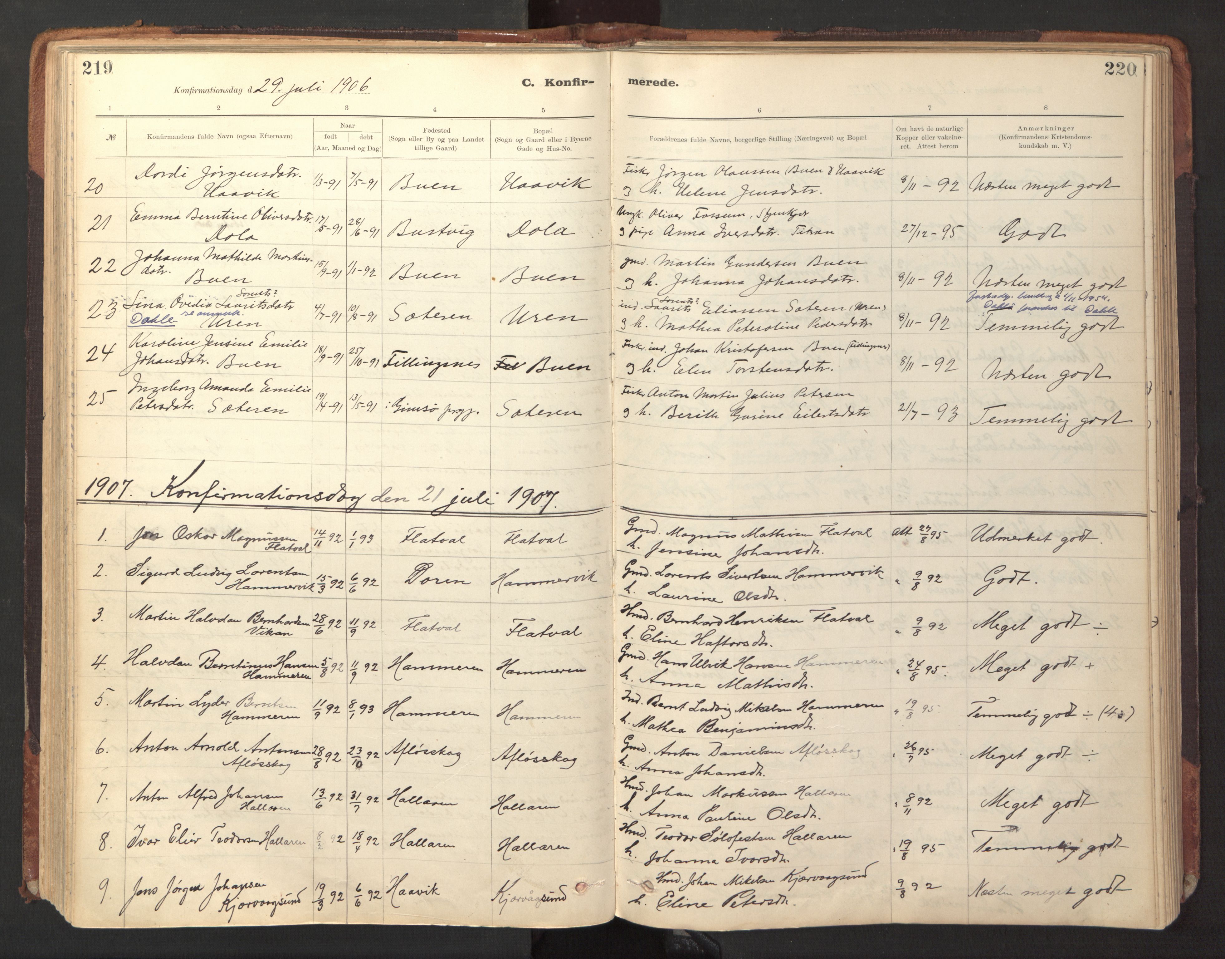 Ministerialprotokoller, klokkerbøker og fødselsregistre - Sør-Trøndelag, AV/SAT-A-1456/641/L0596: Parish register (official) no. 641A02, 1898-1915, p. 219-220