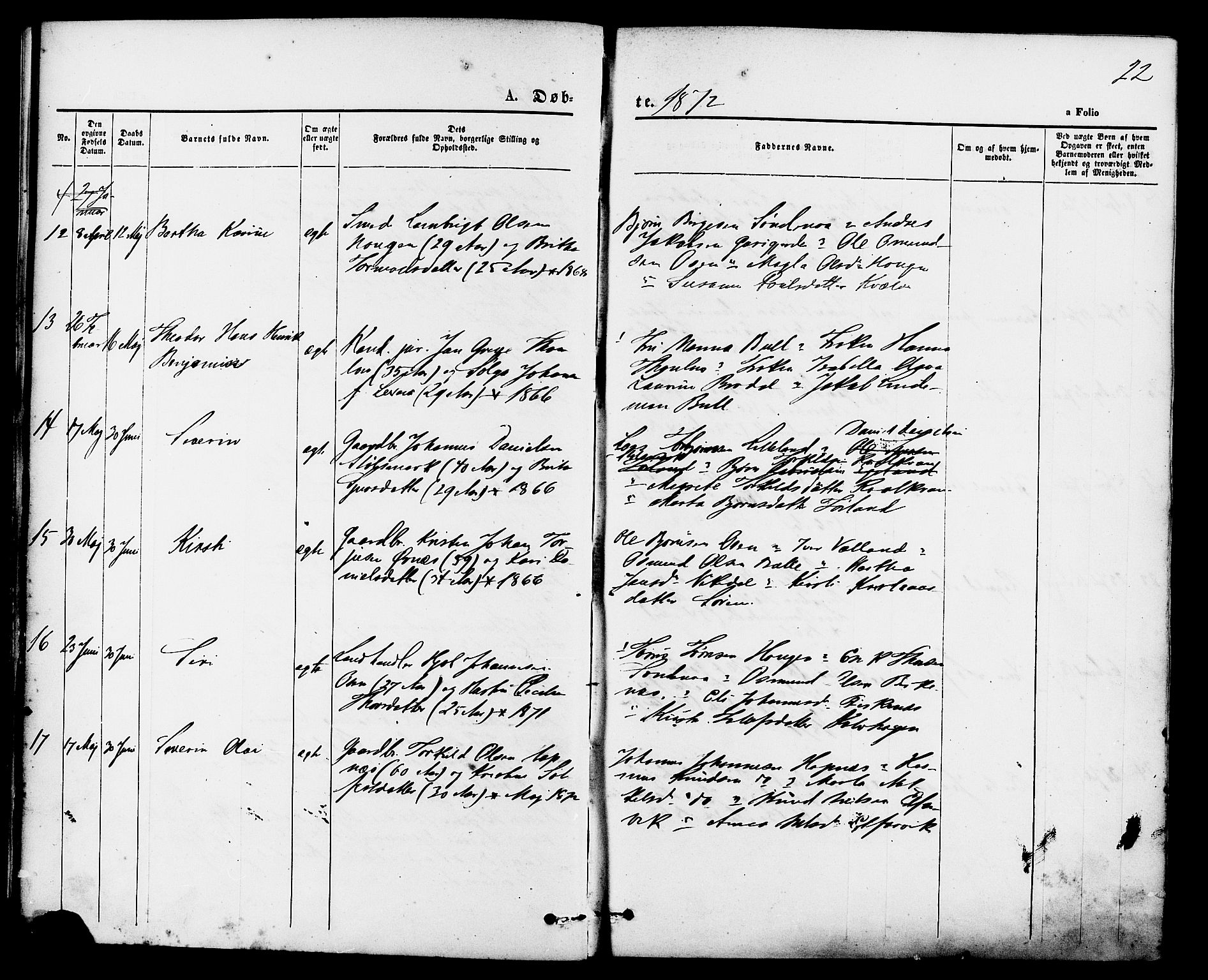 Vikedal sokneprestkontor, AV/SAST-A-101840/01/IV: Parish register (official) no. A 7, 1868-1883, p. 22