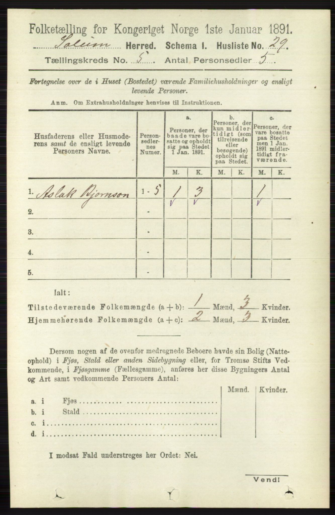 RA, 1891 census for 0818 Solum, 1891, p. 826