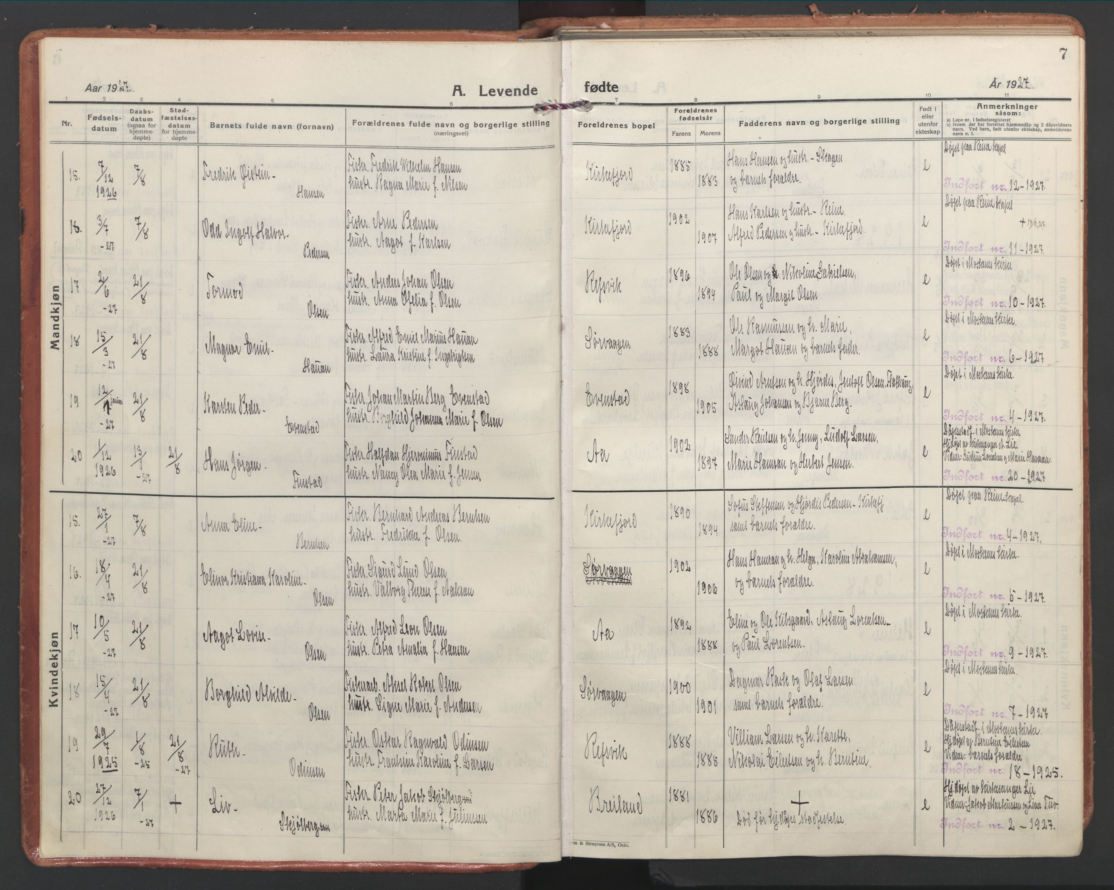 Ministerialprotokoller, klokkerbøker og fødselsregistre - Nordland, AV/SAT-A-1459/886/L1223: Parish register (official) no. 886A05, 1926-1938, p. 7