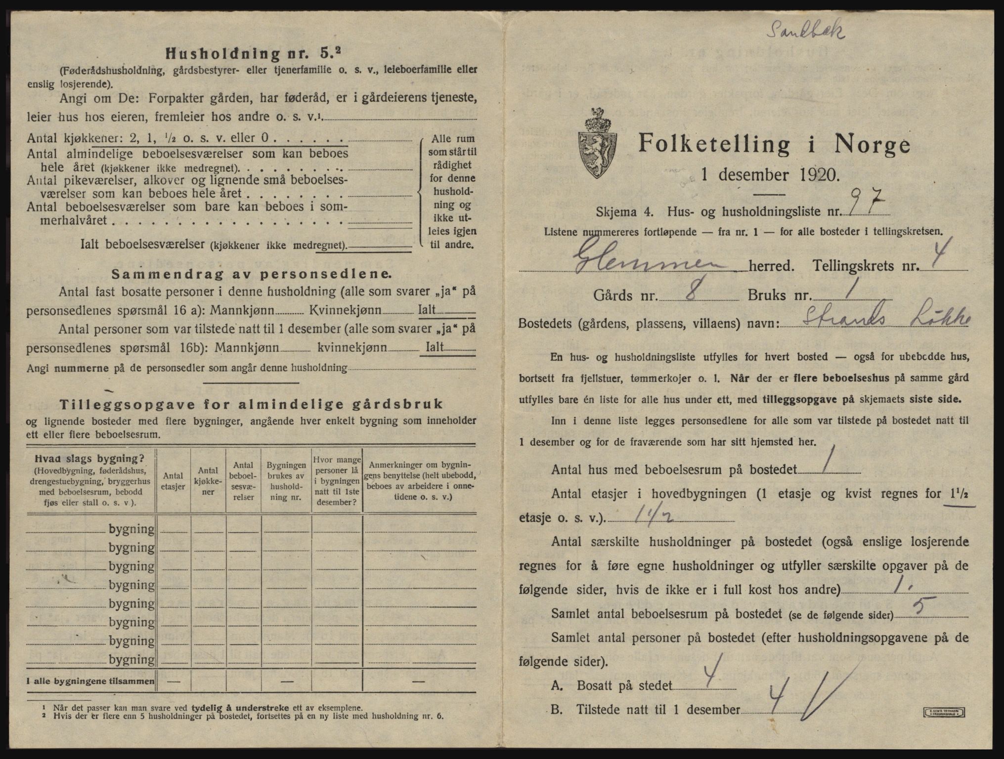 SAO, 1920 census for Glemmen, 1920, p. 1651