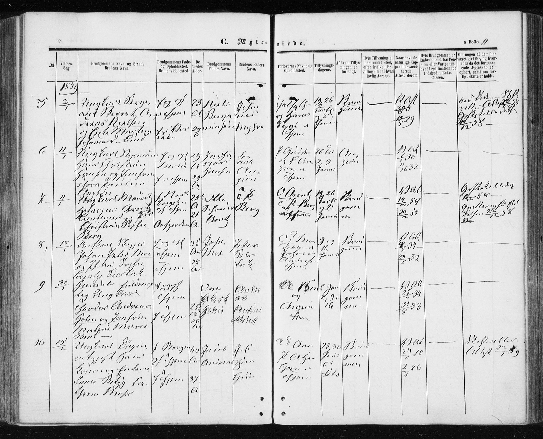 Ministerialprotokoller, klokkerbøker og fødselsregistre - Sør-Trøndelag, SAT/A-1456/601/L0053: Parish register (official) no. 601A21, 1857-1865, p. 11