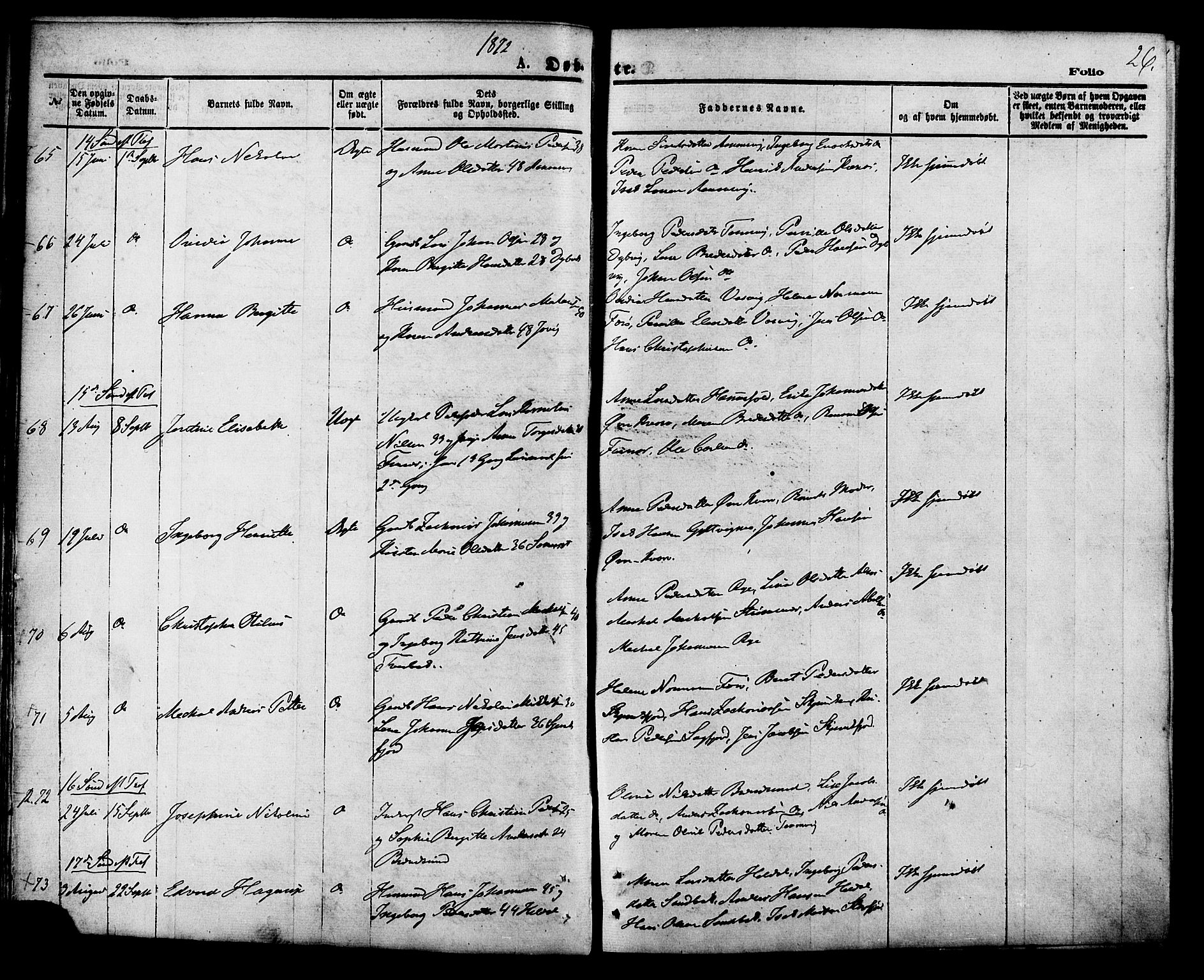 Ministerialprotokoller, klokkerbøker og fødselsregistre - Nordland, AV/SAT-A-1459/853/L0771: Parish register (official) no. 853A10, 1870-1881, p. 26