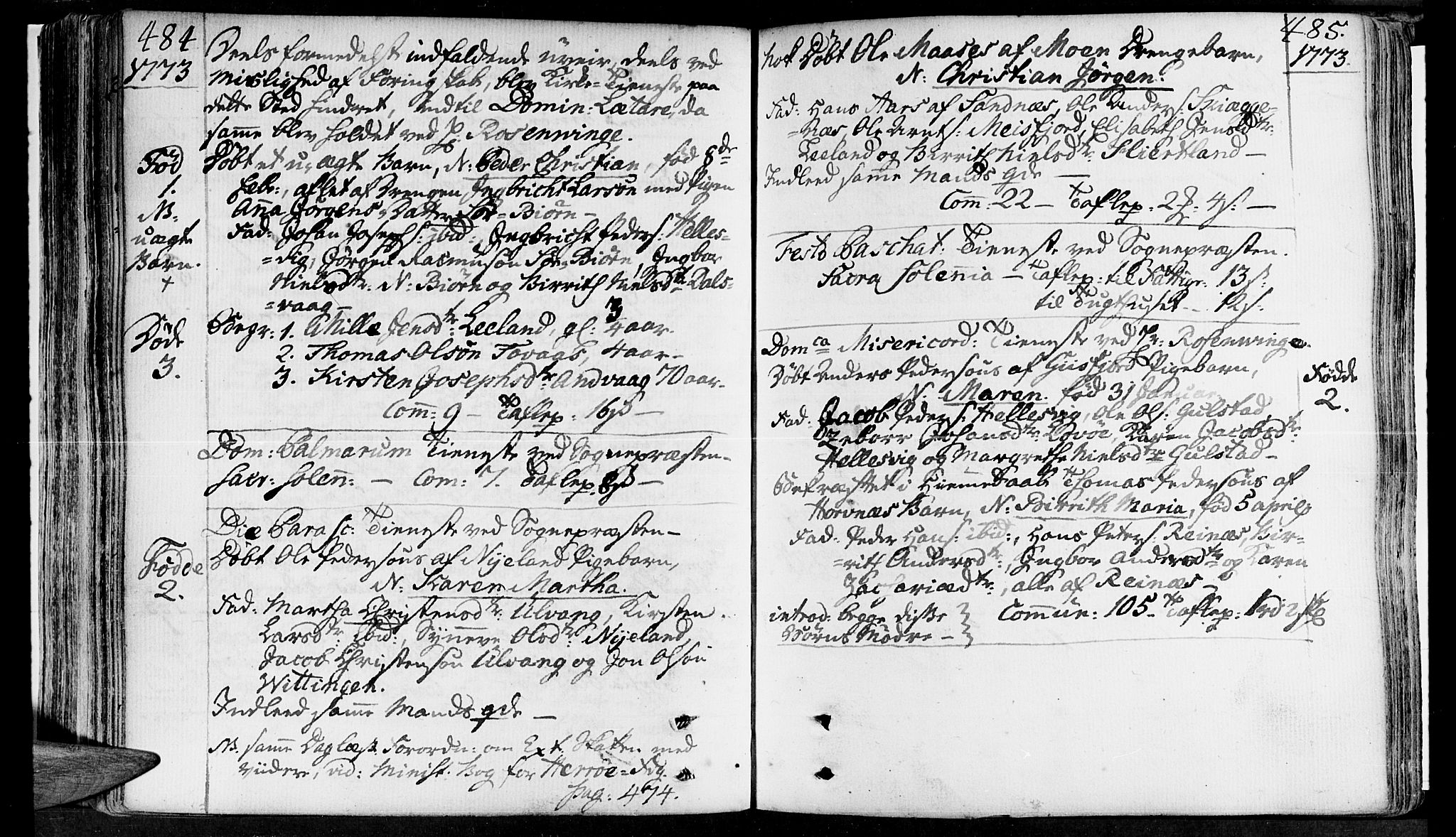 Ministerialprotokoller, klokkerbøker og fødselsregistre - Nordland, SAT/A-1459/830/L0437: Parish register (official) no. 830A05 /2, 1768-1776, p. 484-485