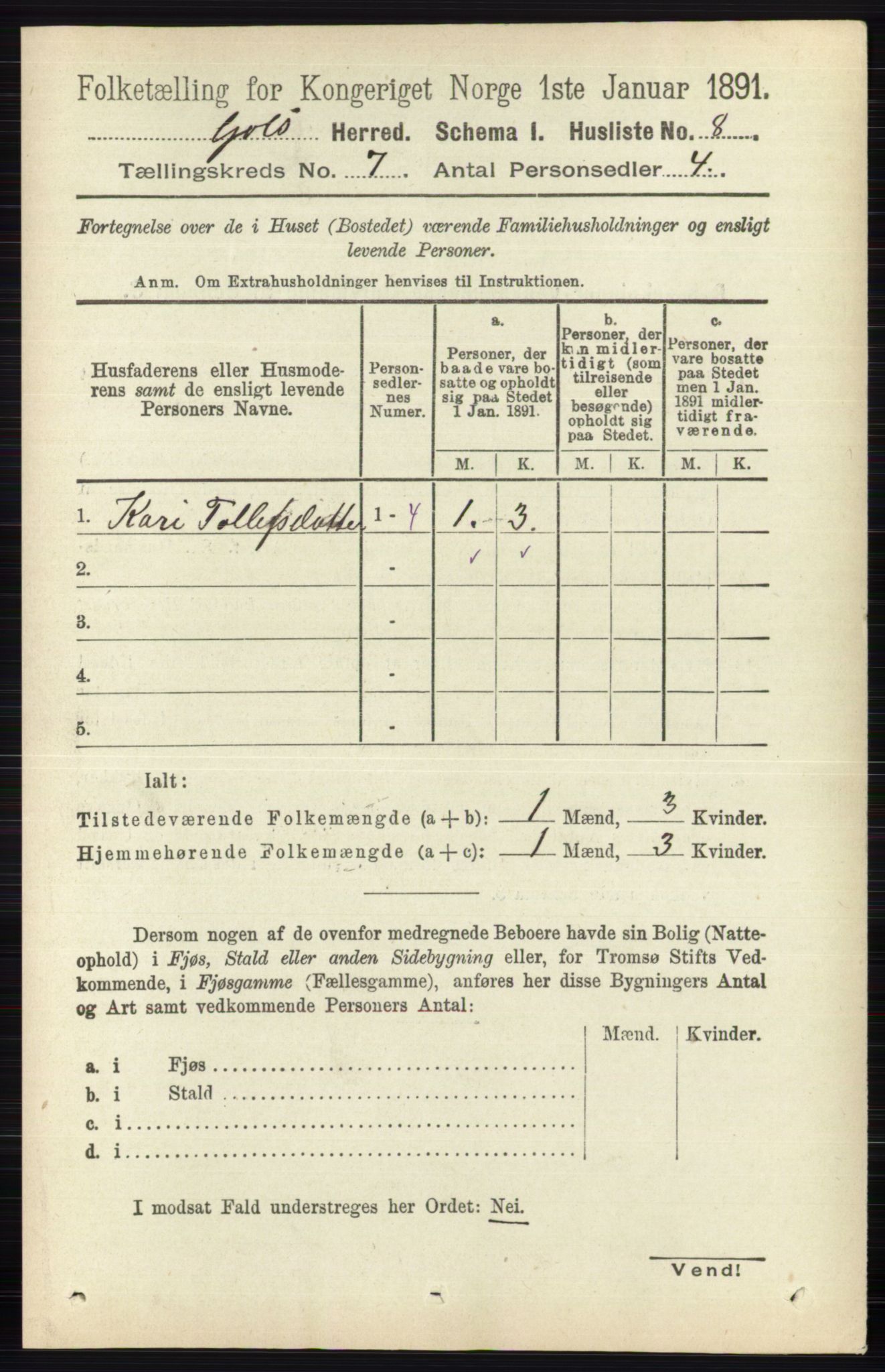 RA, 1891 census for 0617 Gol og Hemsedal, 1891, p. 2779