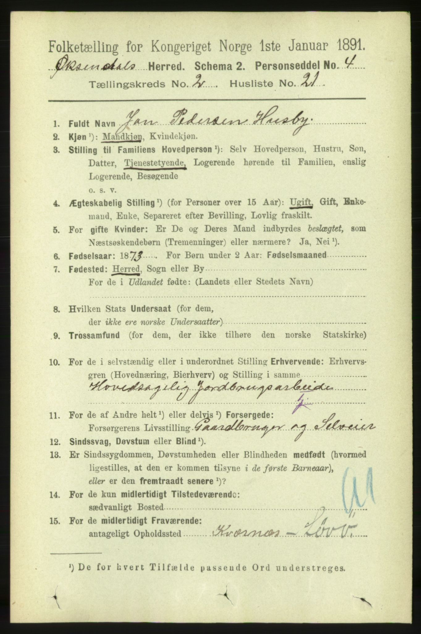 RA, 1891 census for 1561 Øksendal, 1891, p. 370