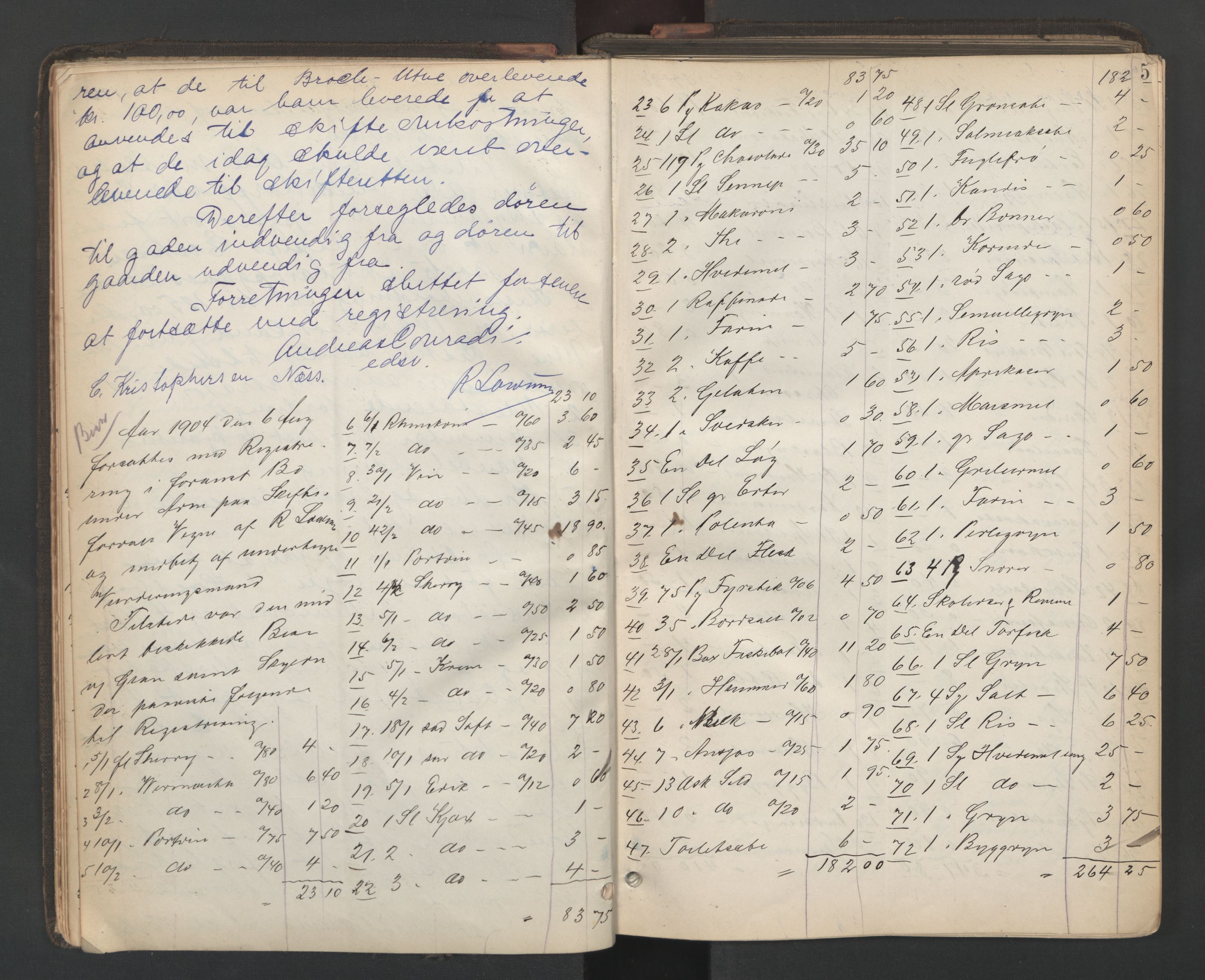 Oslo skifterett, AV/SAO-A-10383/H/Hb/Hbd/L0005: Skifteregistreringsprotokoll, 1904-1909, p. 4b-5a