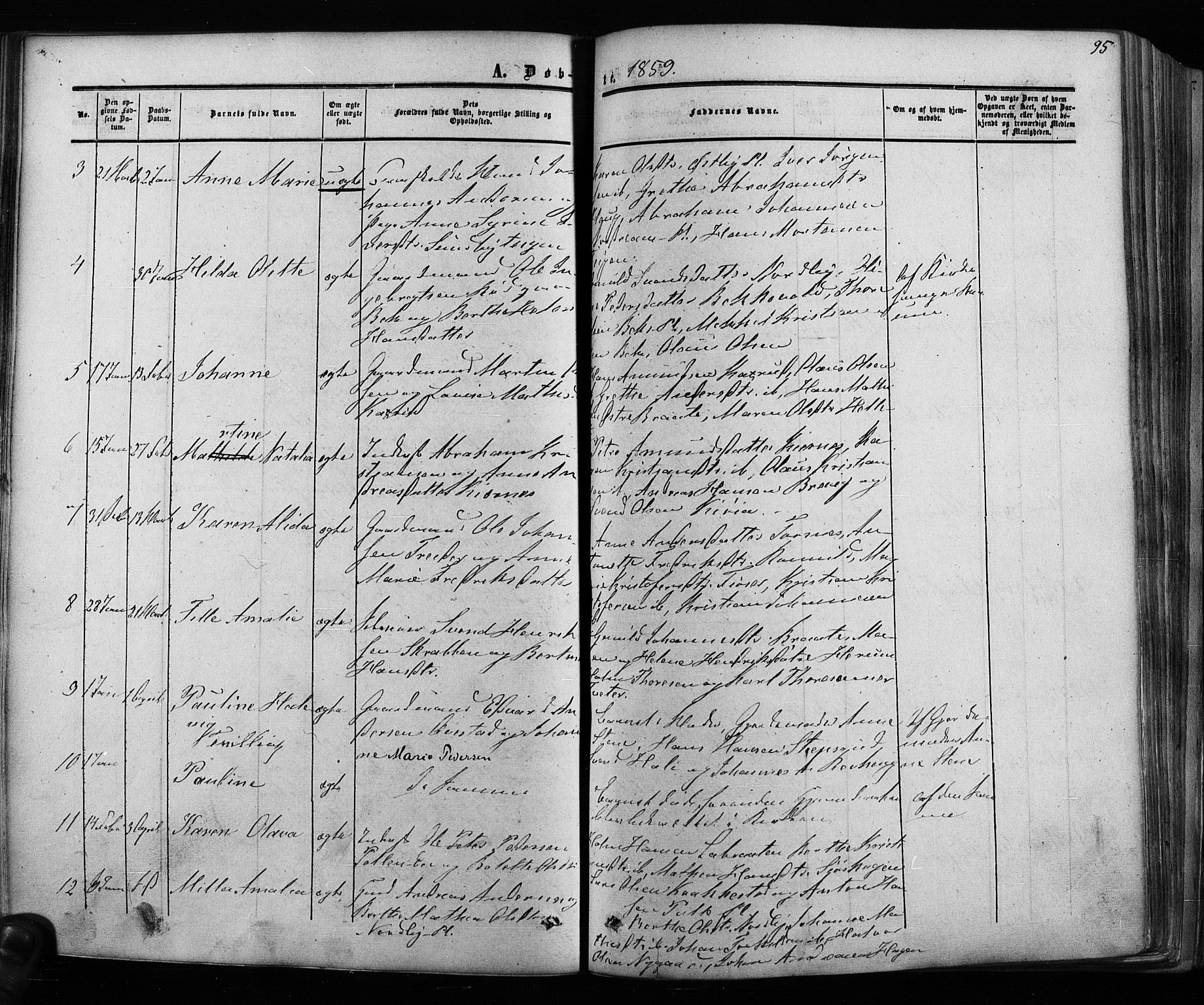 Ås prestekontor Kirkebøker, AV/SAO-A-10894/F/Fa/L0007: Parish register (official) no. I 7, 1854-1870, p. 95