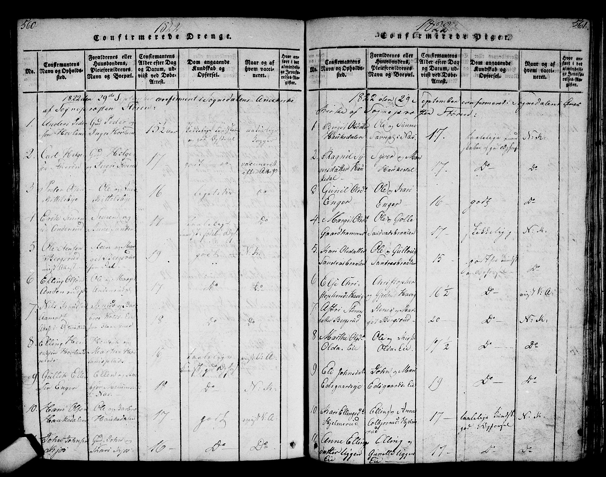 Norderhov kirkebøker, AV/SAKO-A-237/F/Fa/L0008: Parish register (official) no. 8, 1814-1833, p. 560-561